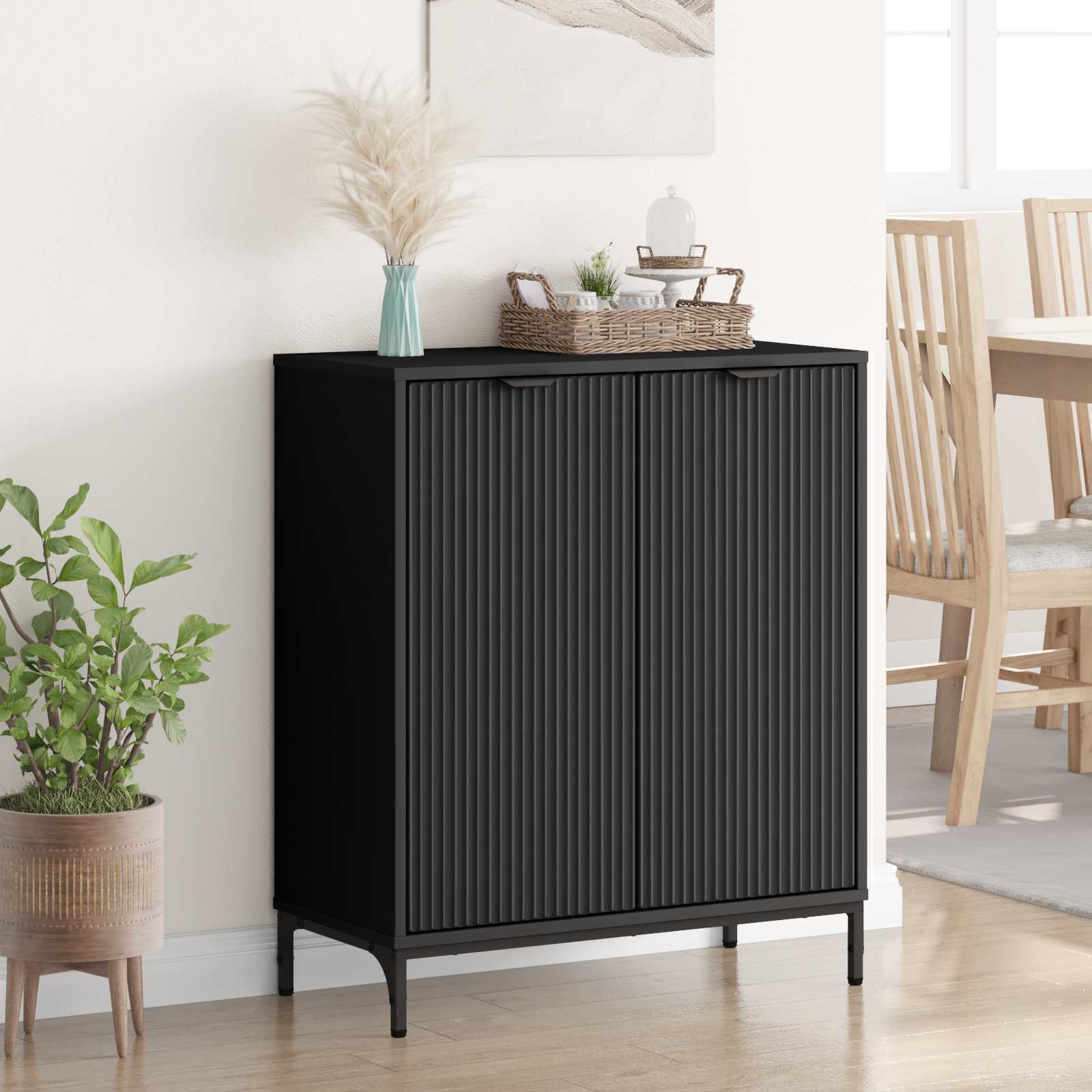 Sideboard Schwarz 69,5 x 33 x 82 cm Holzwerkstoff