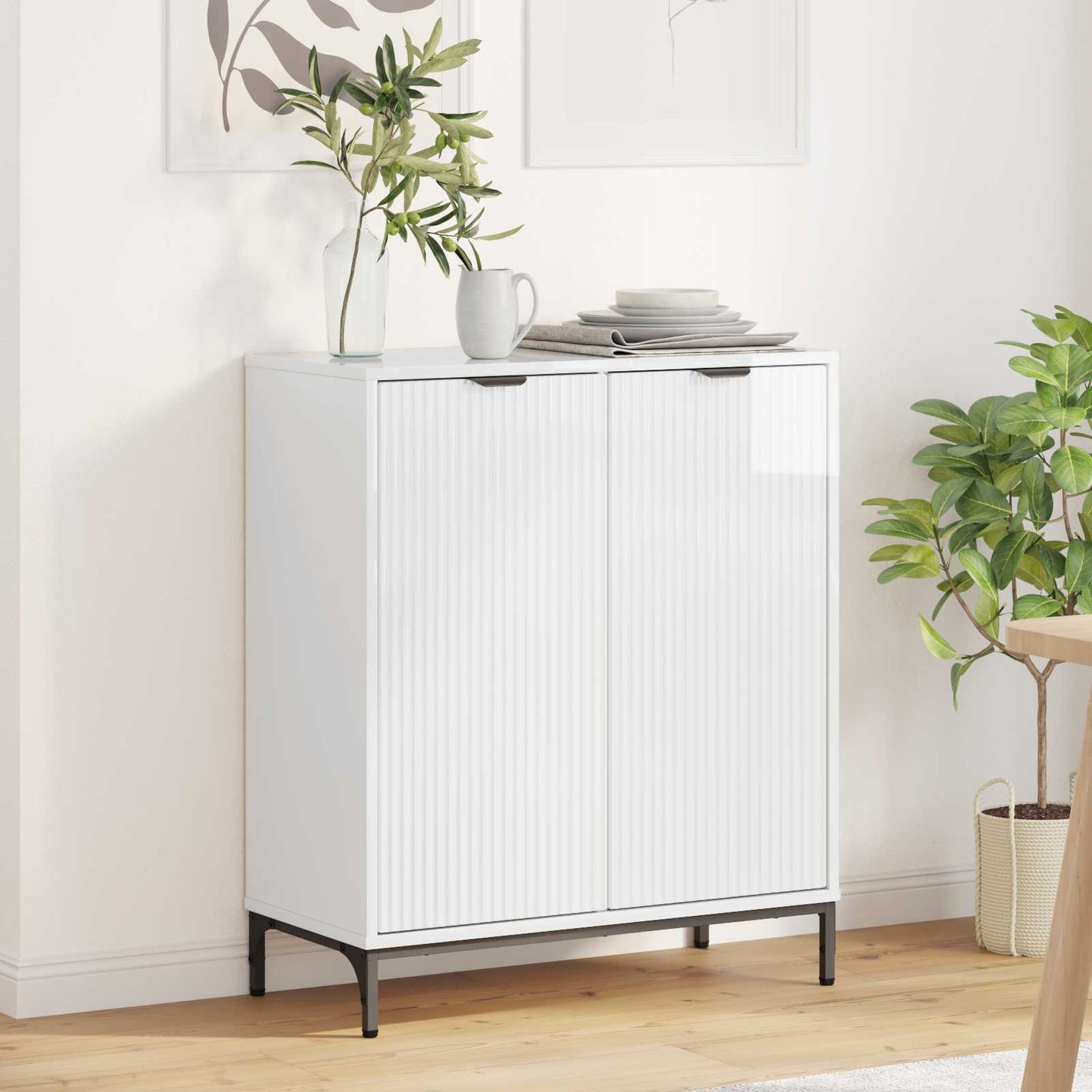 Sideboard Hochglanz Weiß 69,5 x 33 x 82 cm Holzwerkstoff