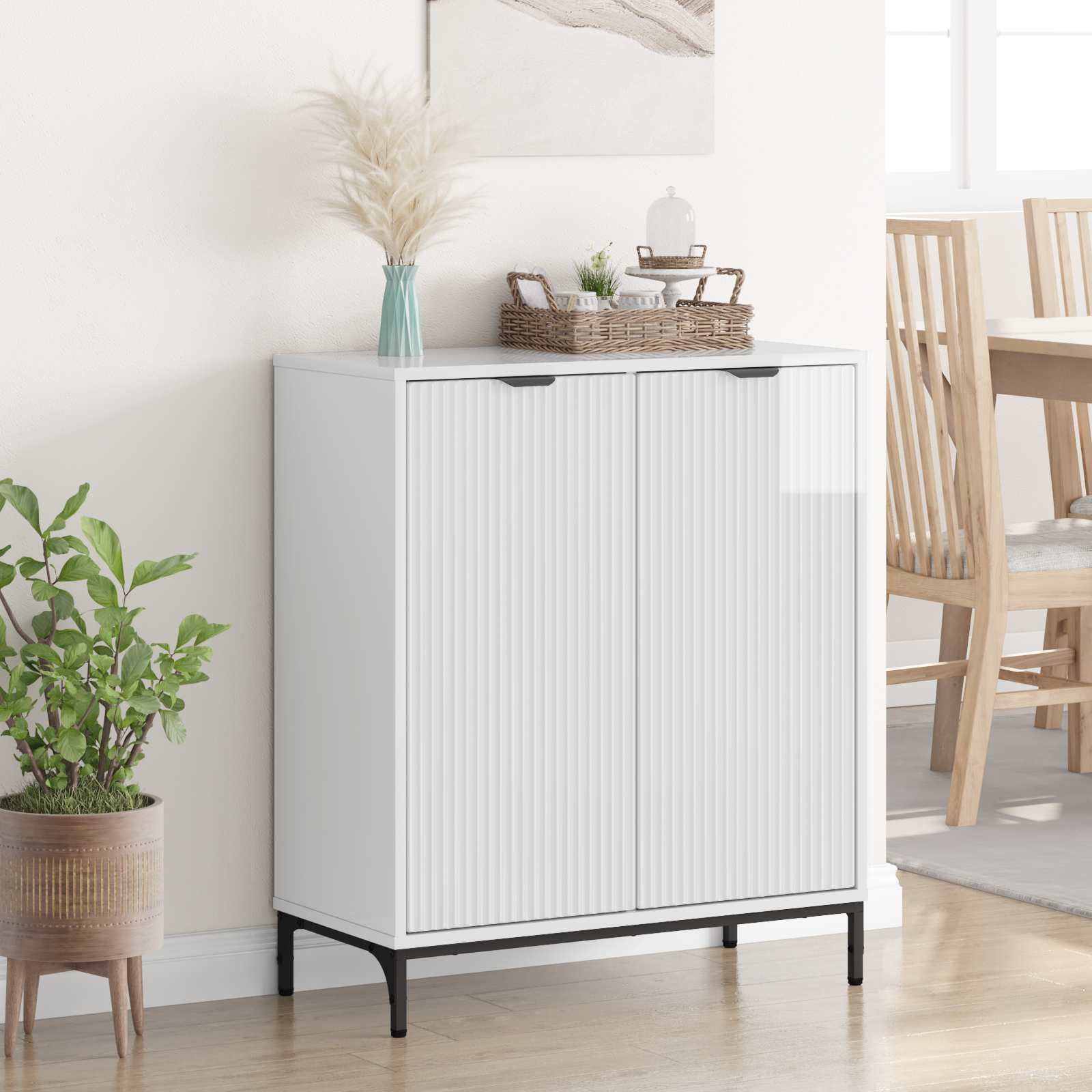 Sideboard Hochglanz Weiß 69,5 x 33 x 82 cm Holzwerkstoff