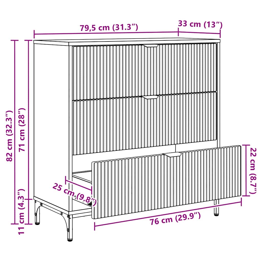 Sideboard Sonoma-Eiche 79,5 x 33 x 82 cm Holzwerkstoff
