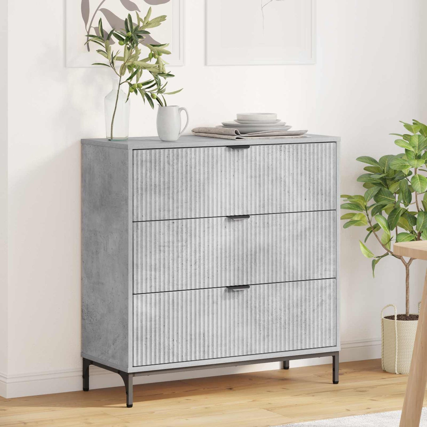 Sideboard Betongrau 79,5 x 33 x 82 cm Holzwerkstoff