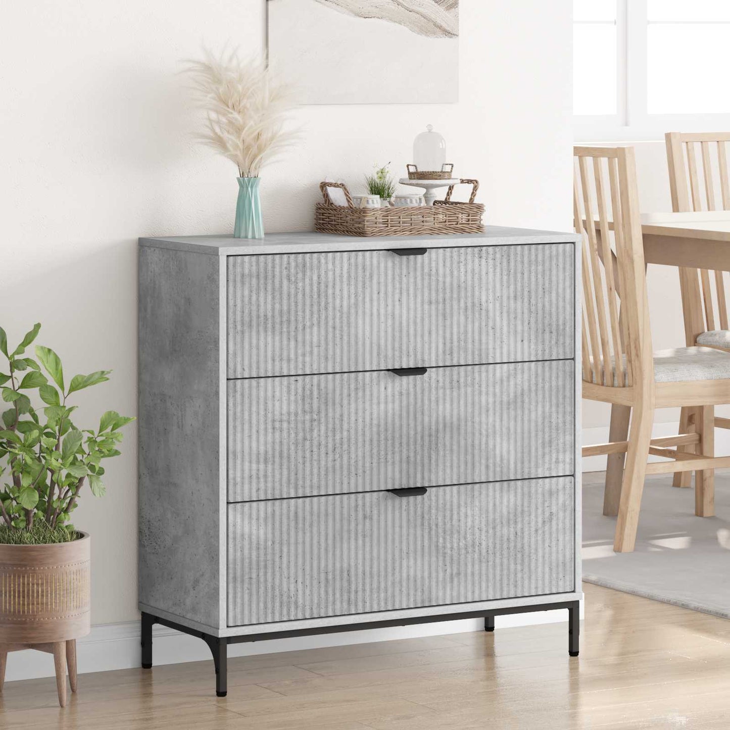 Sideboard Betongrau 79,5 x 33 x 82 cm Holzwerkstoff