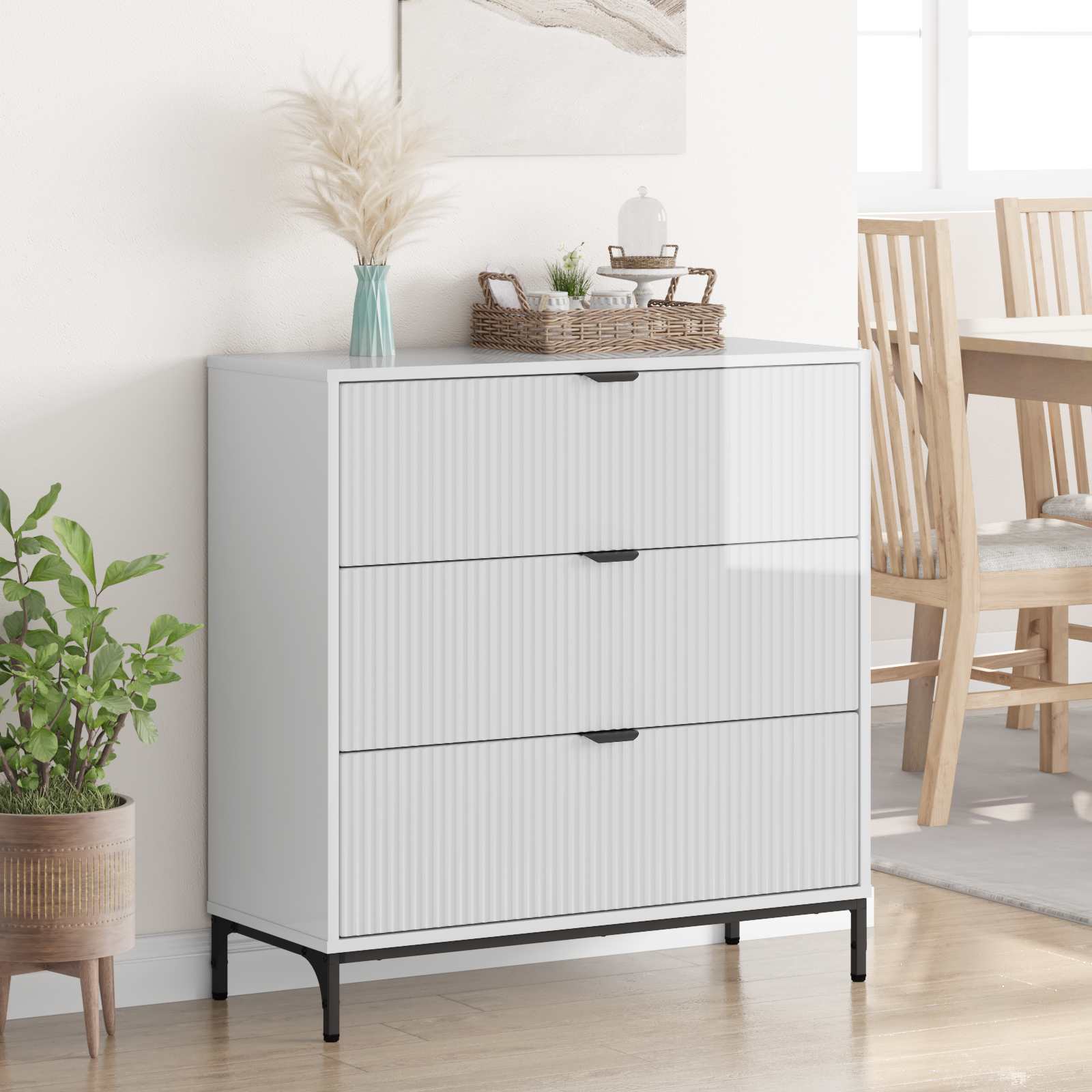 Sideboard Hochglanz Weiß 79,5 x 33 x 82 cm Holzwerkstoff