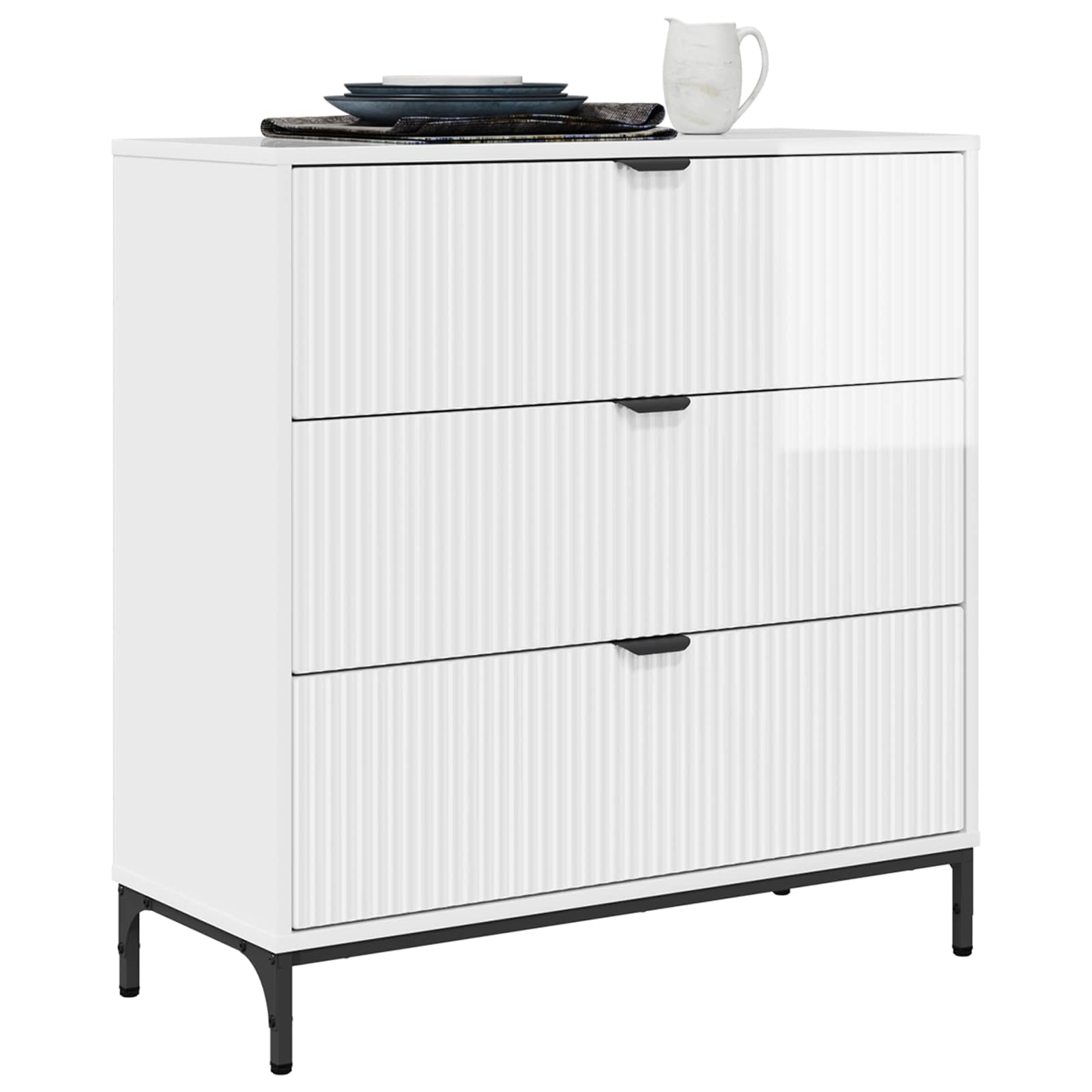 Sideboard Hochglanz Weiß 79,5 x 33 x 82 cm Holzwerkstoff