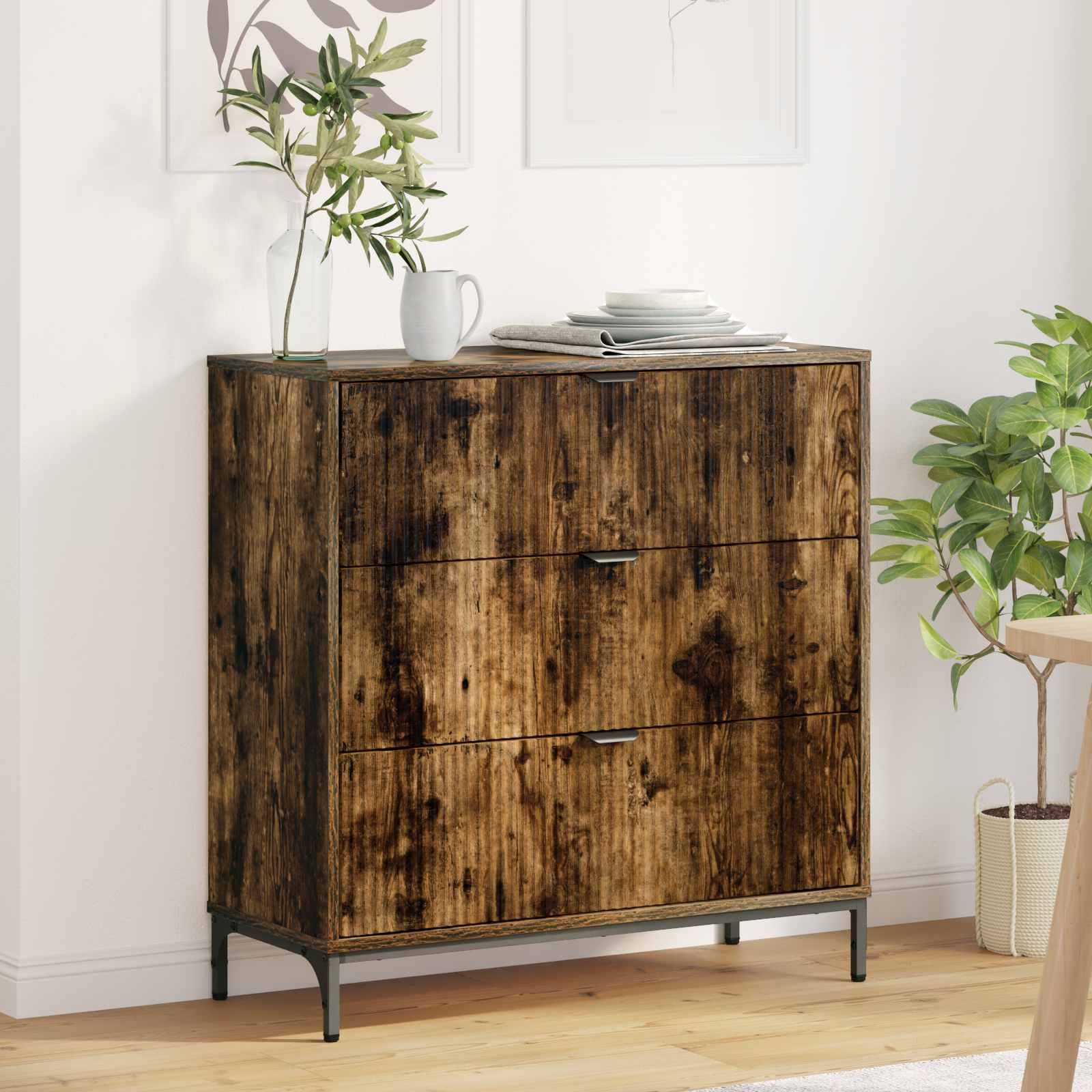 Sideboard Räuchereiche 79,5 x 33 x 82 cm Holzwerkstoff