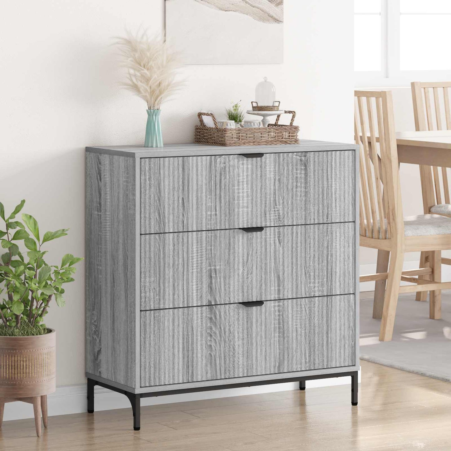 Sideboard Sonoma-Grau 79,5 x 33 x 82 cm Holzwerkstoff