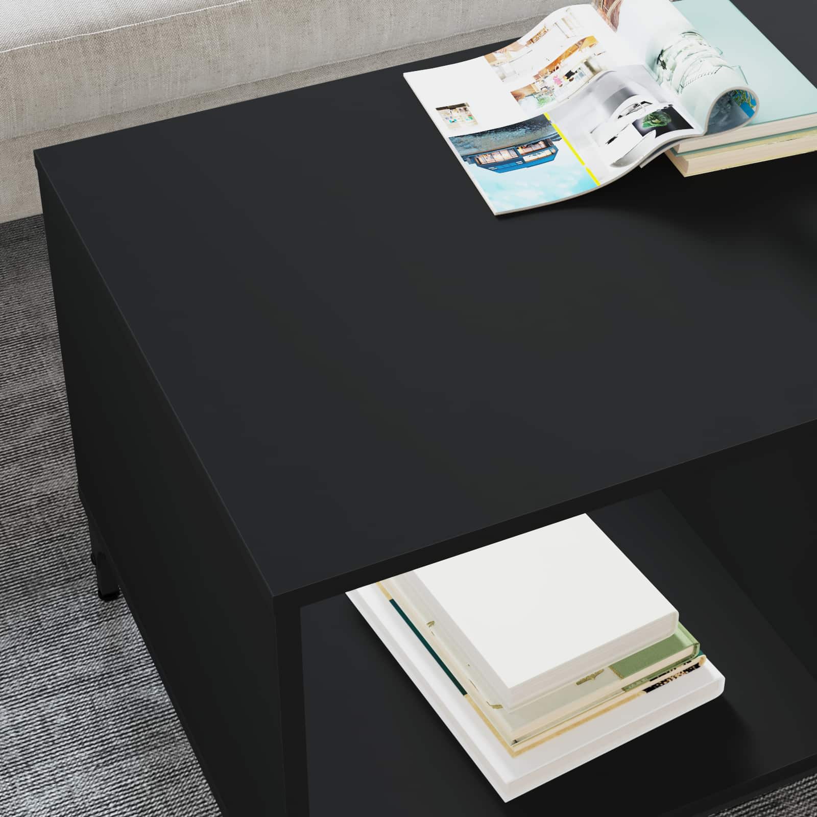 Couchtisch Schwarz Eichen-Optik 90 x 49 x 46 cm Holzwerkstoff