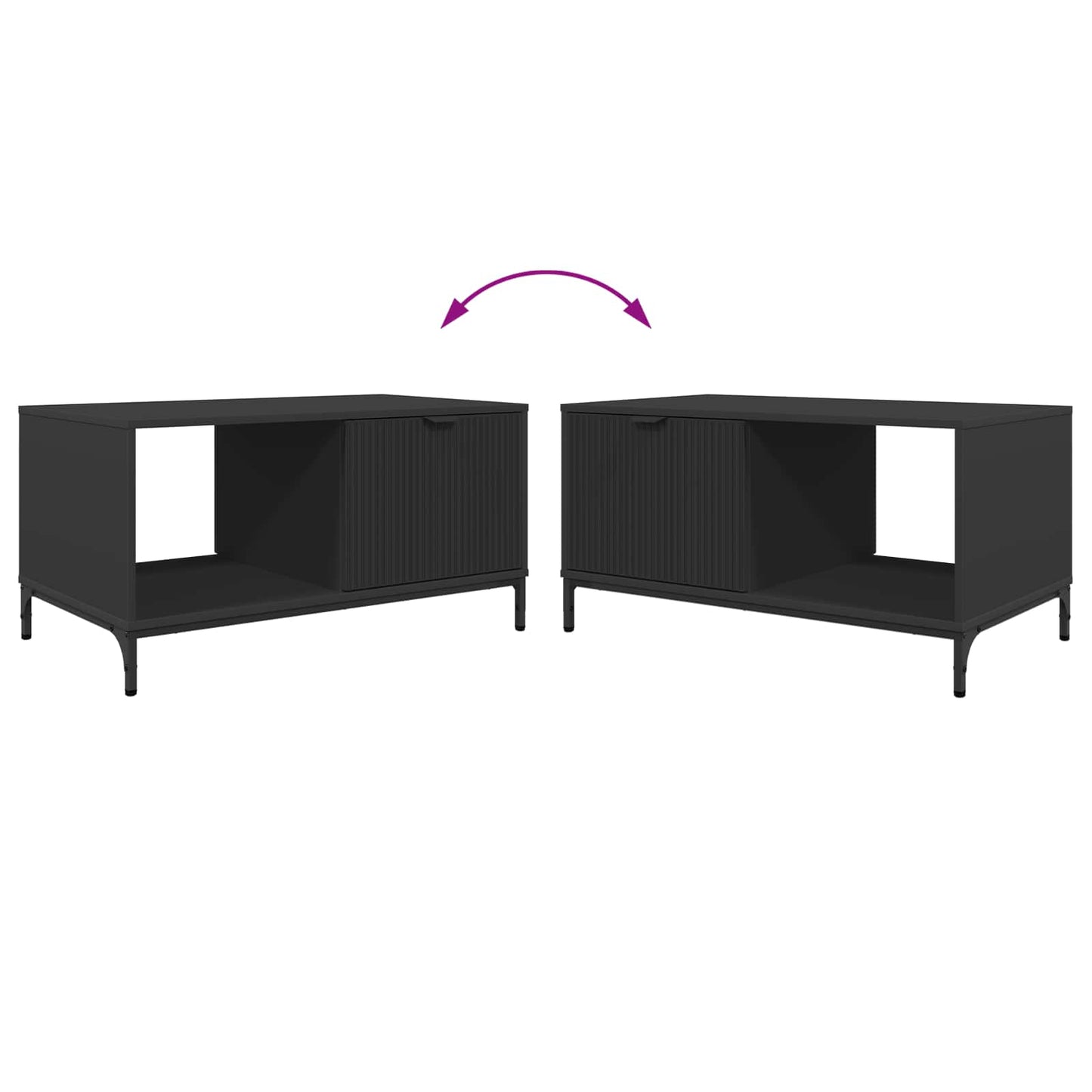 Couchtisch Schwarz Eichen-Optik 90 x 49 x 46 cm Holzwerkstoff