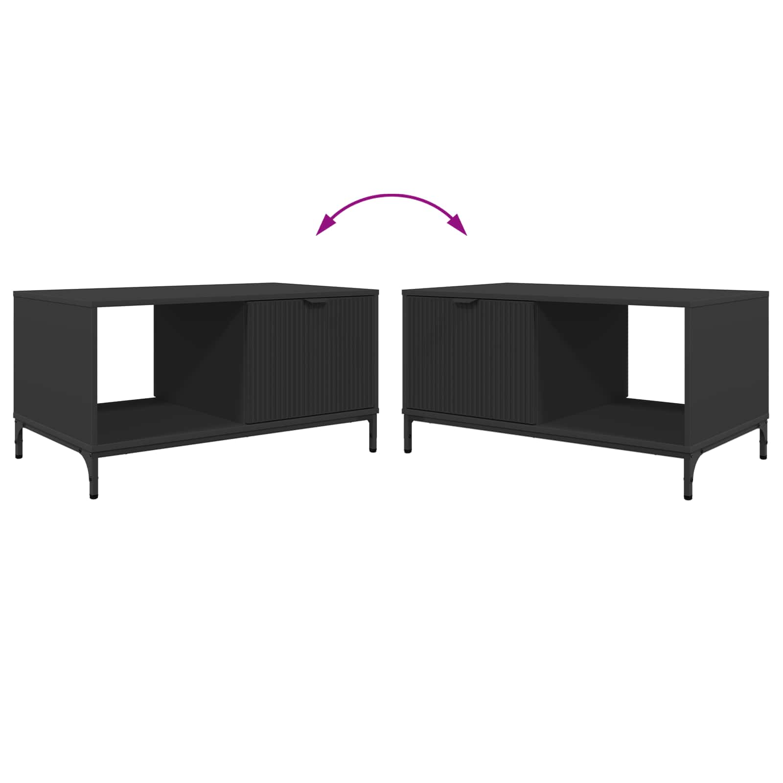 Couchtisch Schwarz Eichen-Optik 90 x 49 x 46 cm Holzwerkstoff