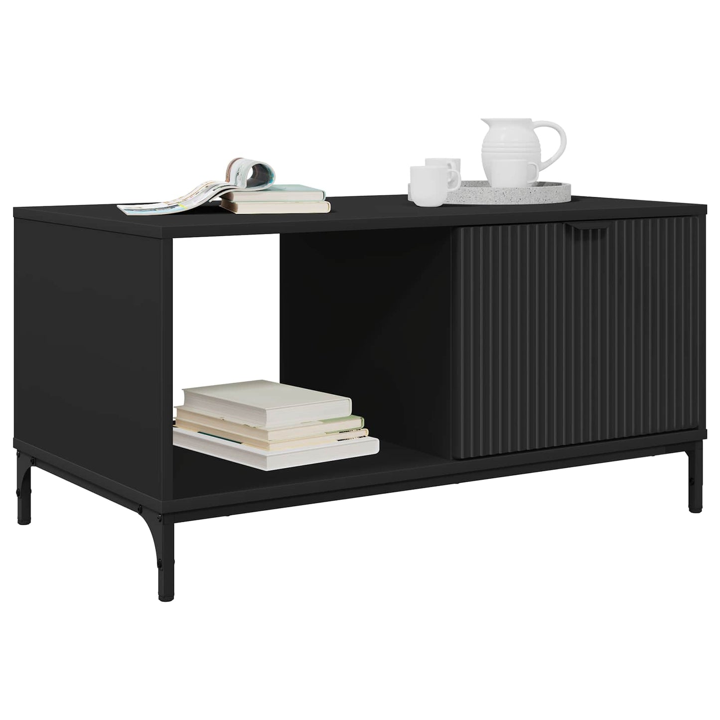 Couchtisch Schwarz Eichen-Optik 90 x 49 x 46 cm Holzwerkstoff