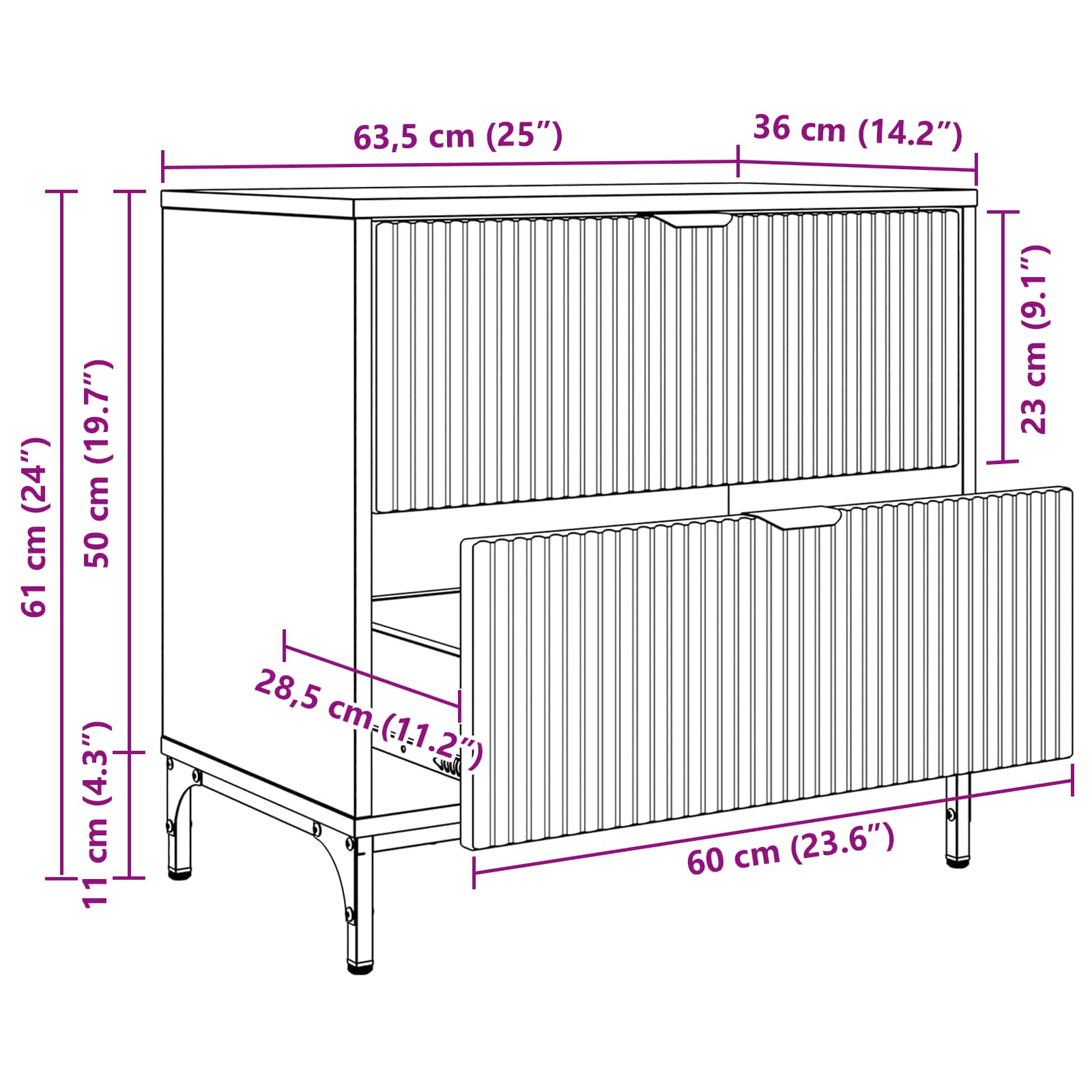 Nachttisch Sonoma-Eiche 63,5 x 36 x 61 cm Holzwerkstoff