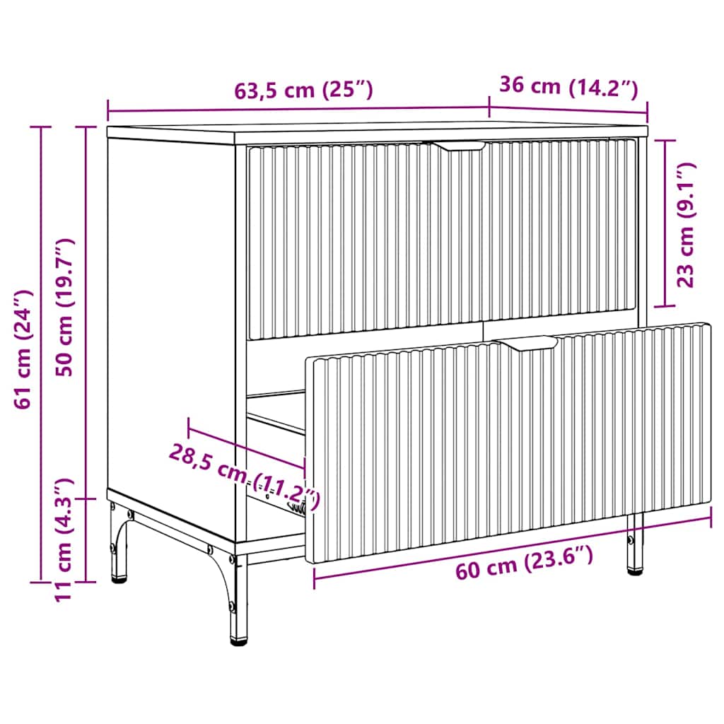 Nachttisch Artisan-Eiche 63,5 x 36 x 61 cm Holzwerkstoff