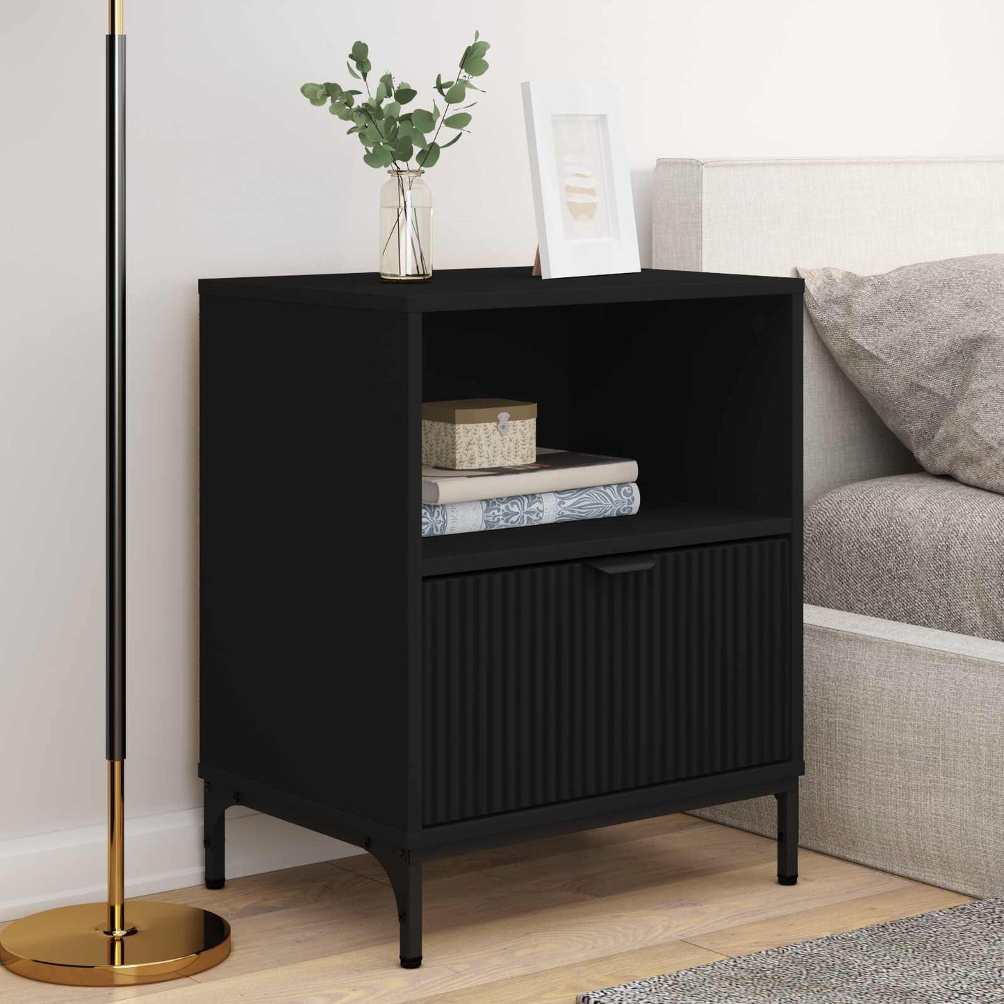 Nachttisch 2 Stk. Schwarz 49 x 36 x 61 cm Holzwerkstoff