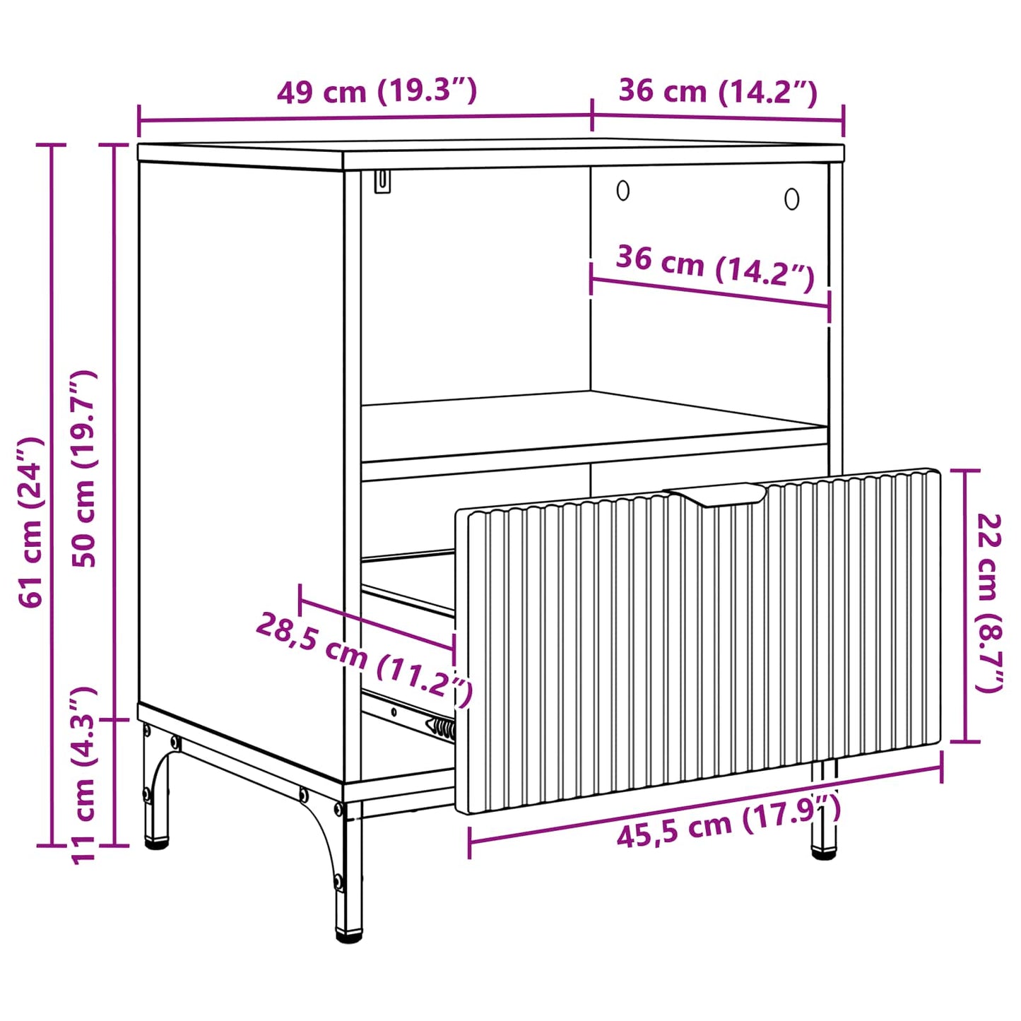Nachttisch Sonoma-Eiche 49 x 36 x 61 cm Holzwerkstoff