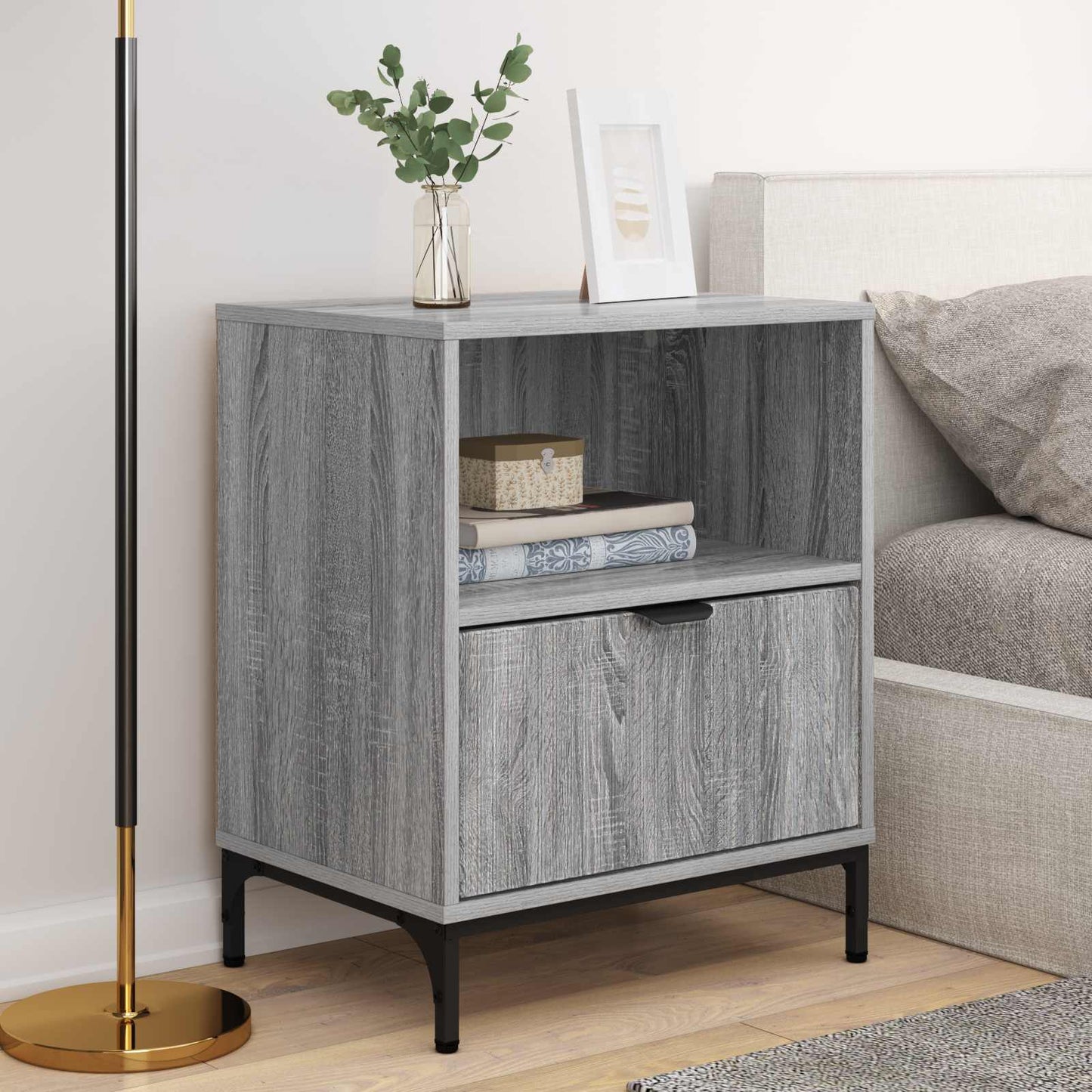 Nachttisch 2 Stk. Sonoma-Grau 49 x 36 x 61 cm Holzwerkstoff