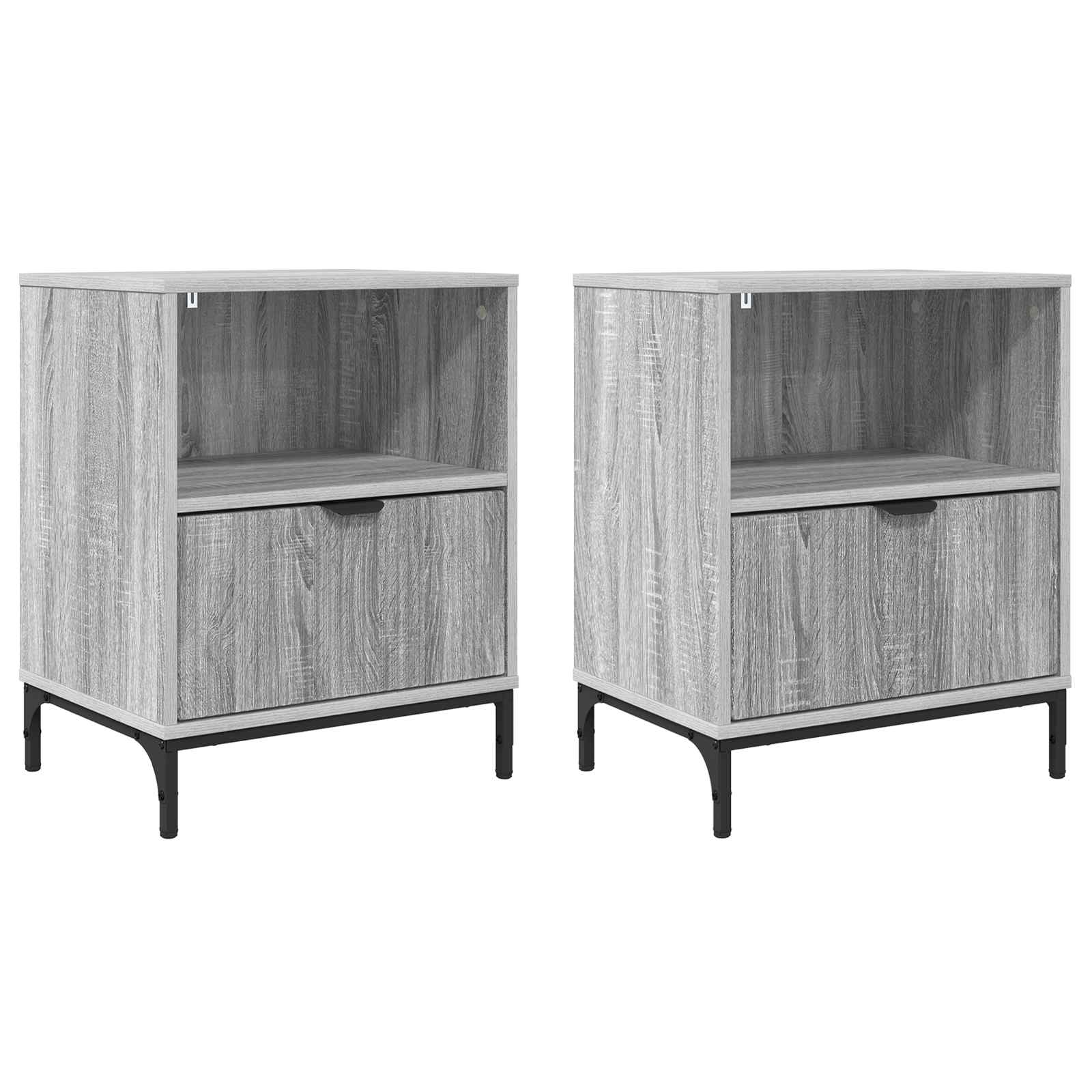 Nachttisch 2 Stk. Sonoma-Grau 49 x 36 x 61 cm Holzwerkstoff