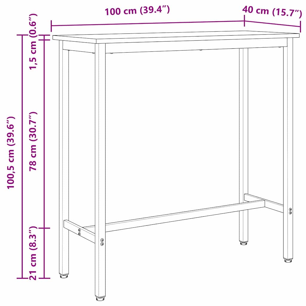 Tisch Graues Sonoma 100 x 40 x 100,5 cm