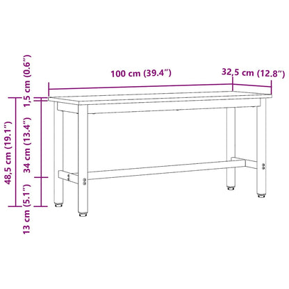 Esstischbank 100 x 32,5 x 48,5 cm Ingenieure Holz und Stahl