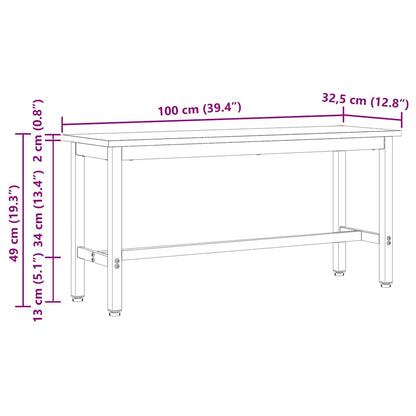 Esstischbank Natur 100 x 32,5 x 49 cm Massives Kiefernholz
