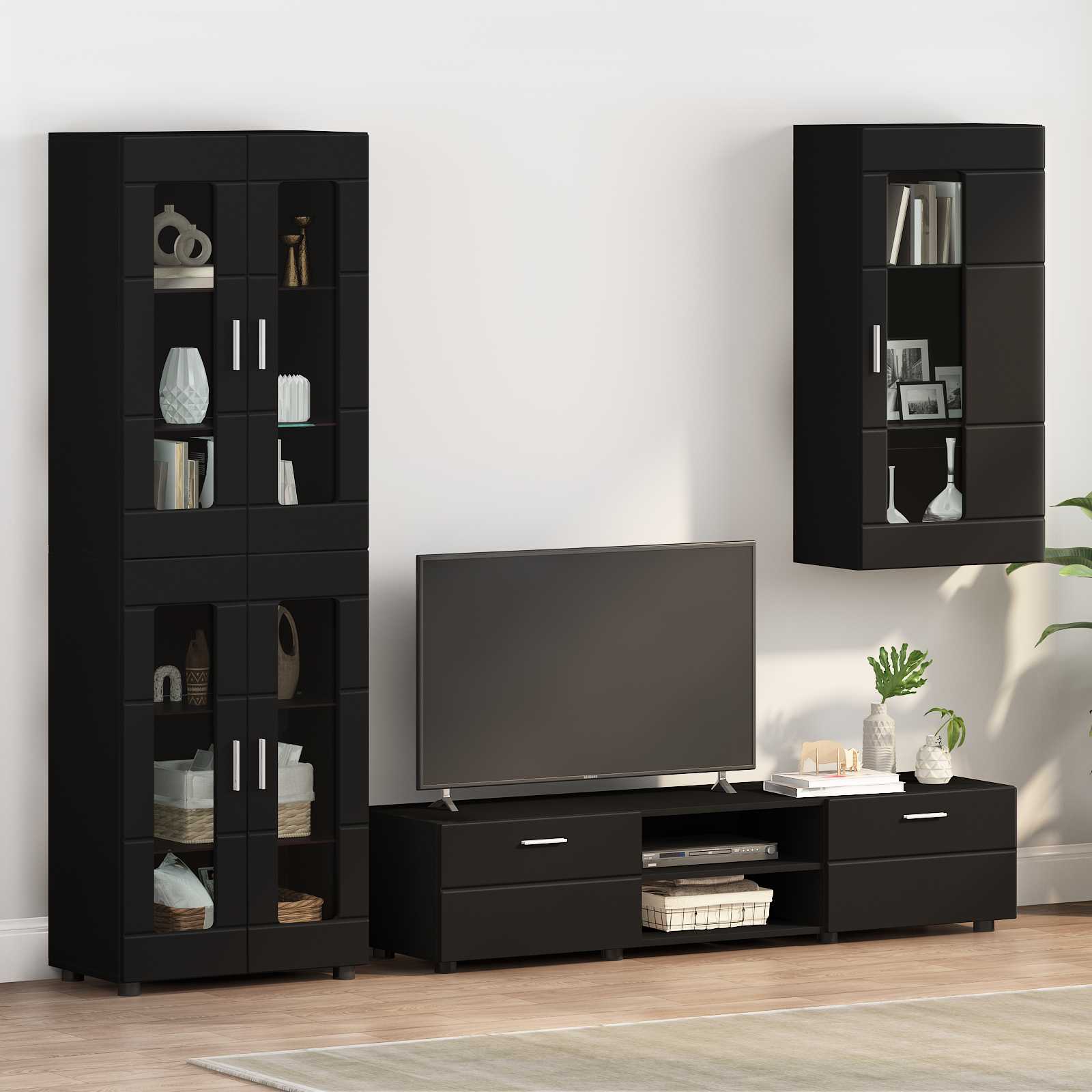 Holzschrank Schwarz Holzwerkstoff