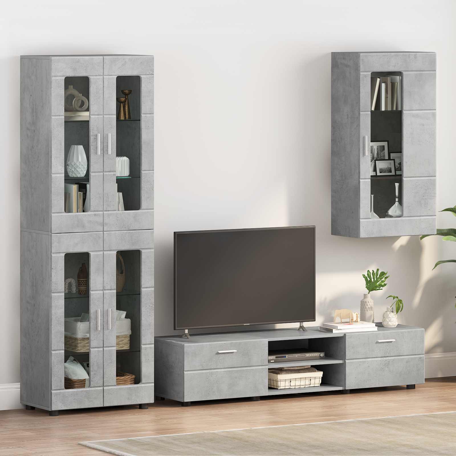 Holzschrank Beton Grau Holzwerkstoff