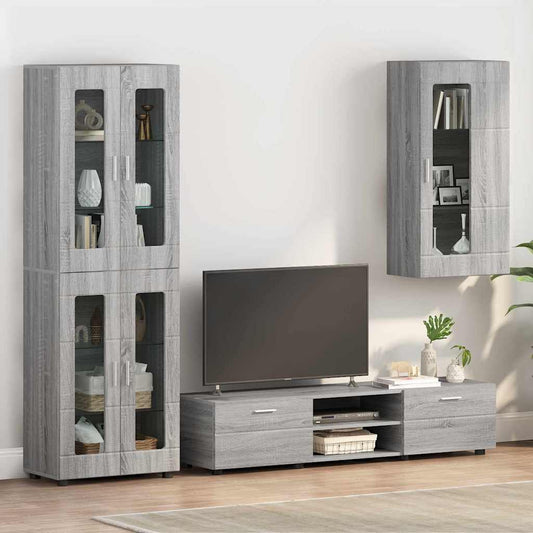 Wandmontierter Schrank mit Regal Grau Sonoma 55 x 29 x 100 cm