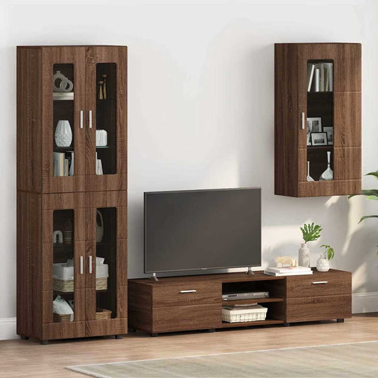 Wandmontierter Schrank Braun Eichen-Optik 55 x 29 x 100 cm