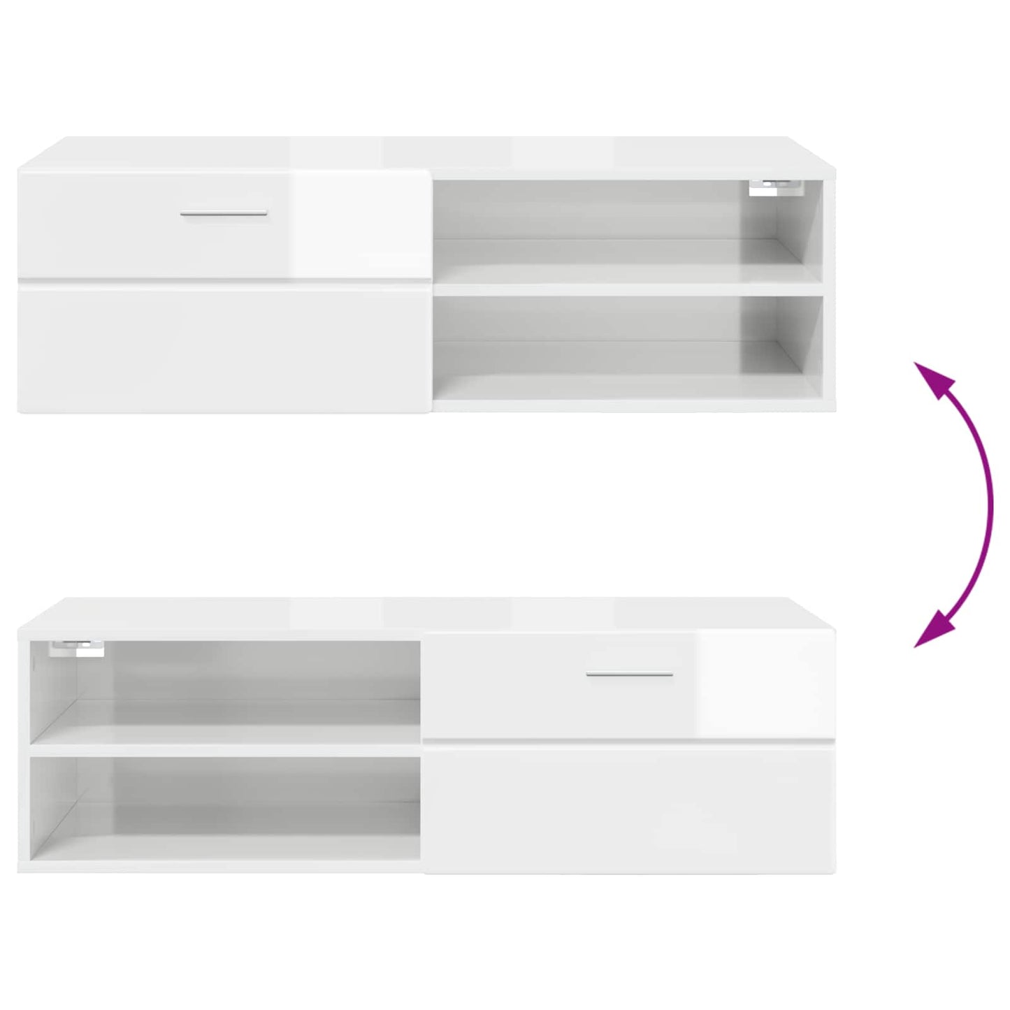Holzschrank 100,5 x 39 x 30 cm Hochglanz Weiß Holzwerkstoff