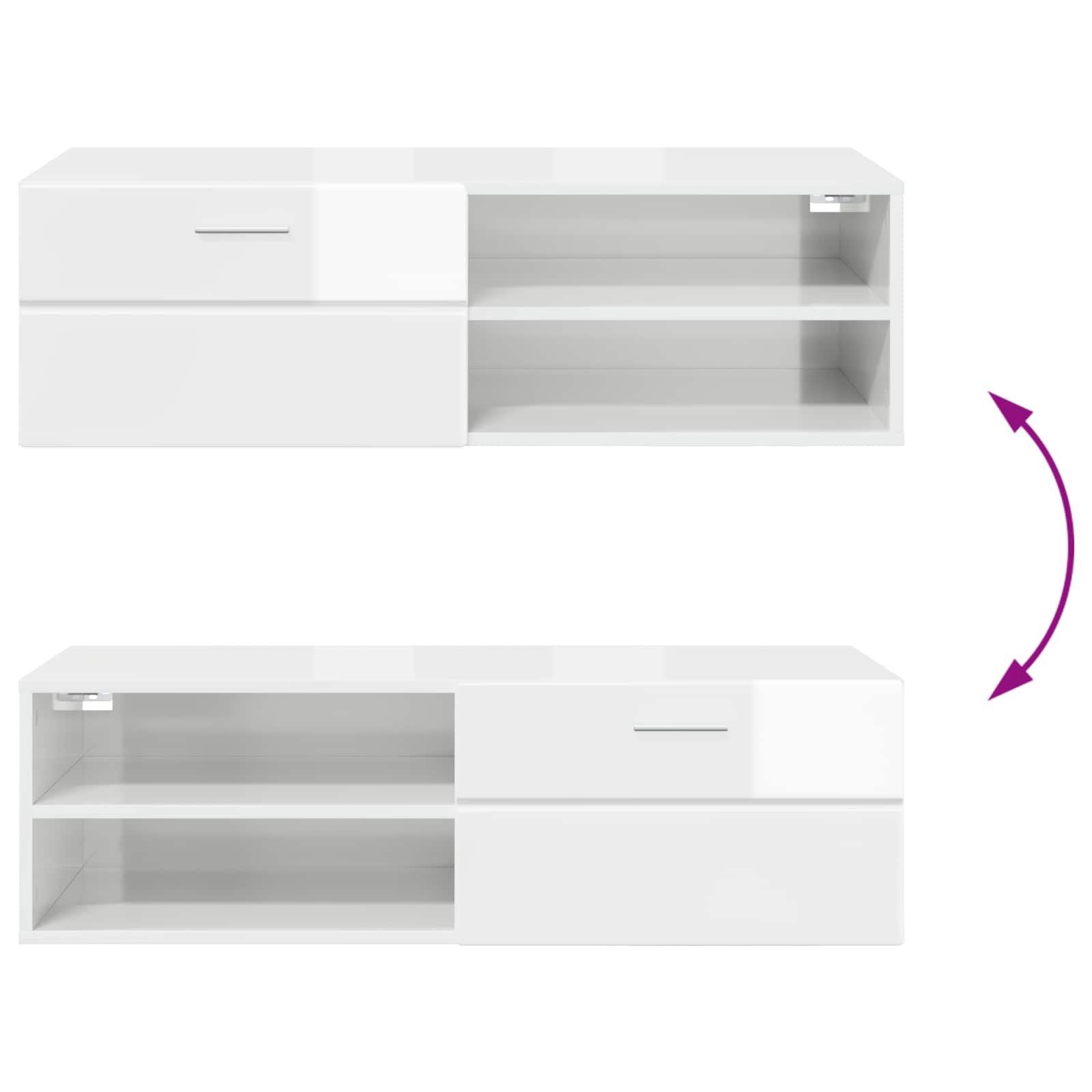 Holzschrank 100,5 x 39 x 30 cm Hochglanz Weiß Holzwerkstoff