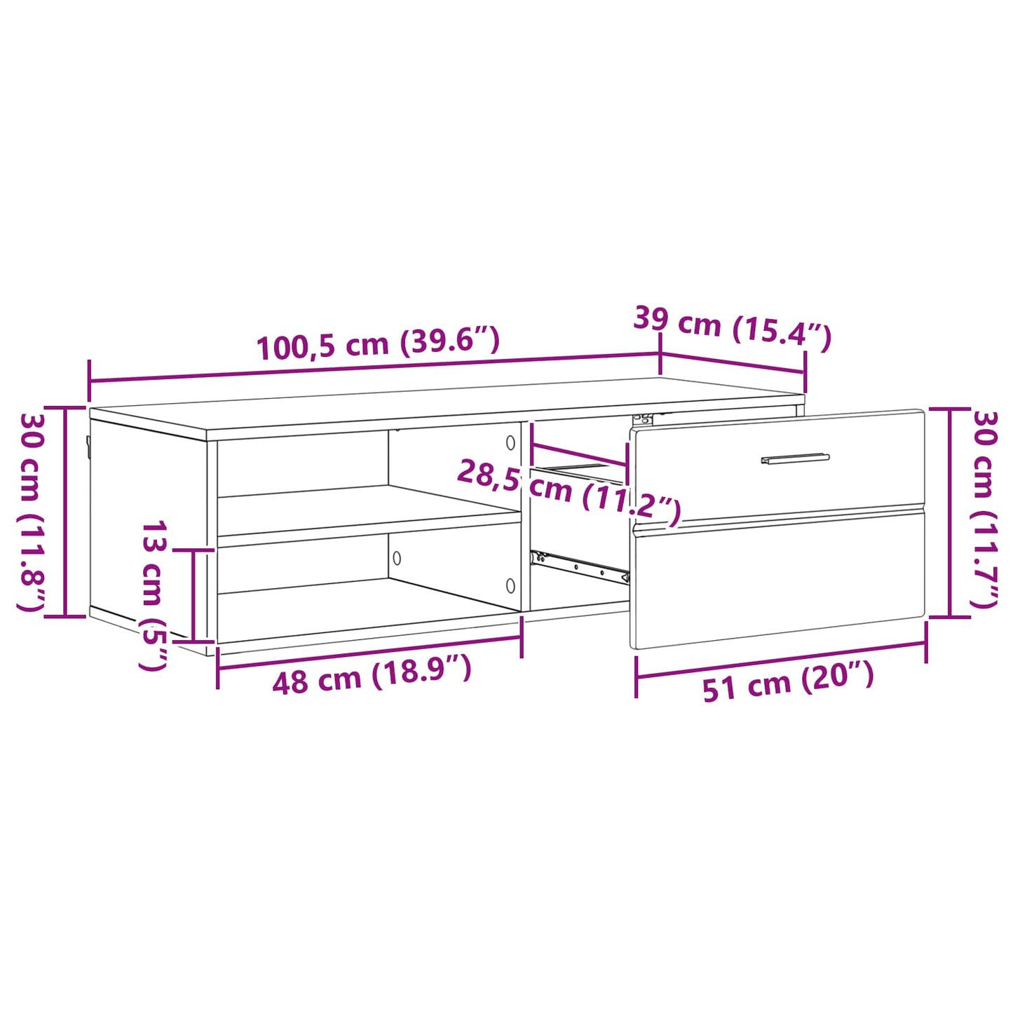 Holzschrank 100,5 x 39 x 30 cm Artisan-Eiche Holzwerkstoff