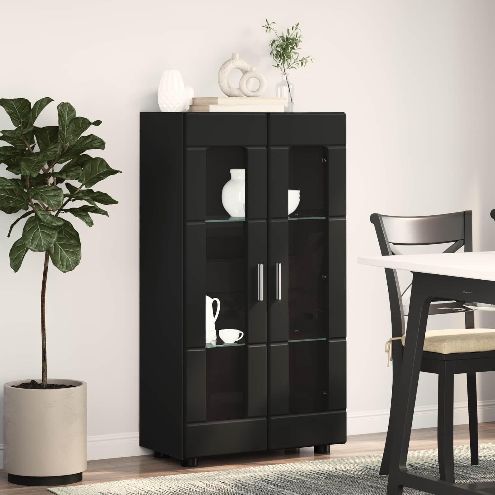 Sideboard FLORIN 55,5 x 29 x 100 cm Schwarz Holzwerkstoff