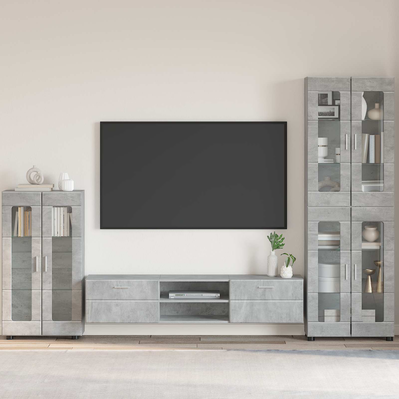 Sideboard FLORIN 55,5 x 29 x 100 cm Beton Grau Holzwerkstoff