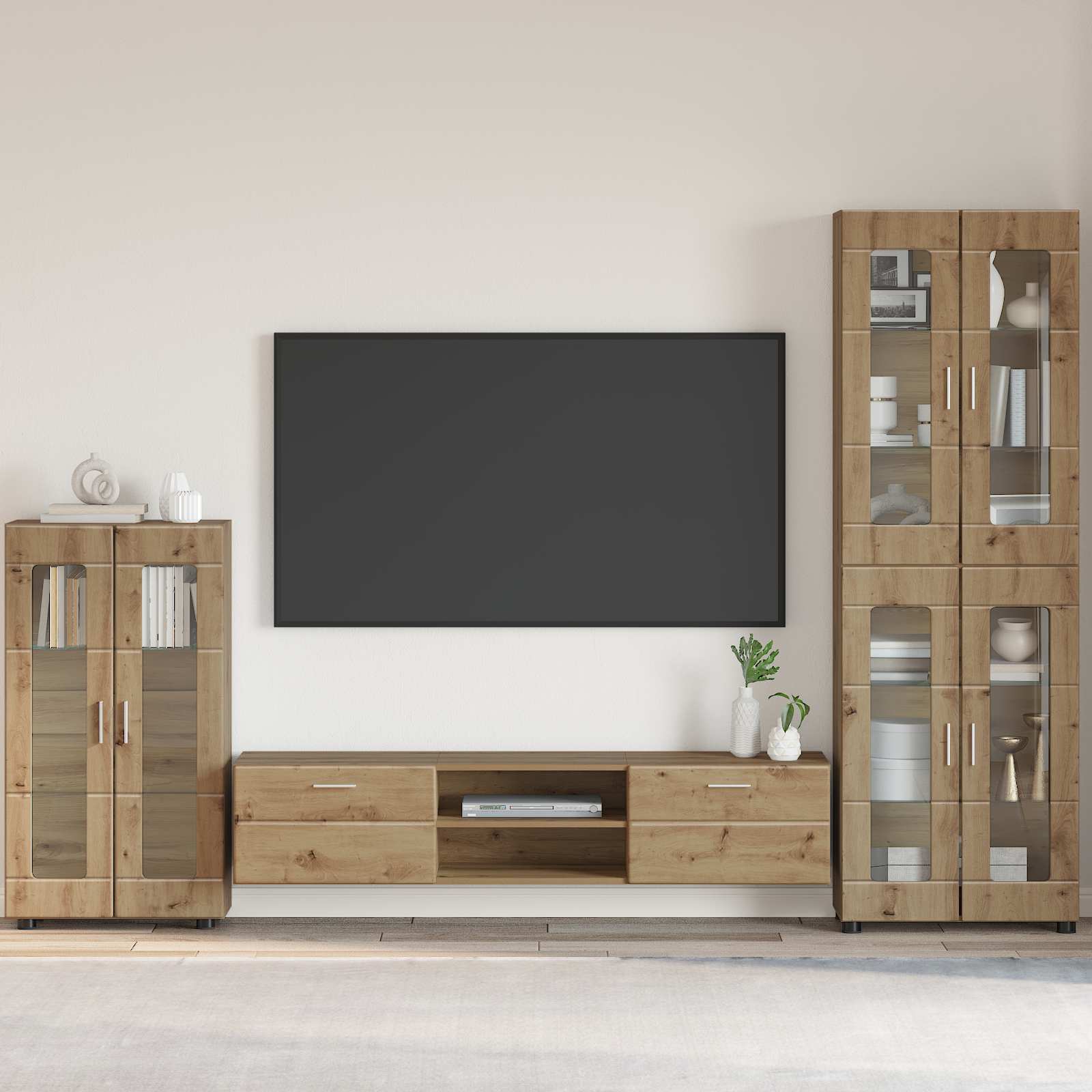 Sideboard FLORIN 55,5 x 29 x 100 cm Artisan-Eiche Holzwerkstoff