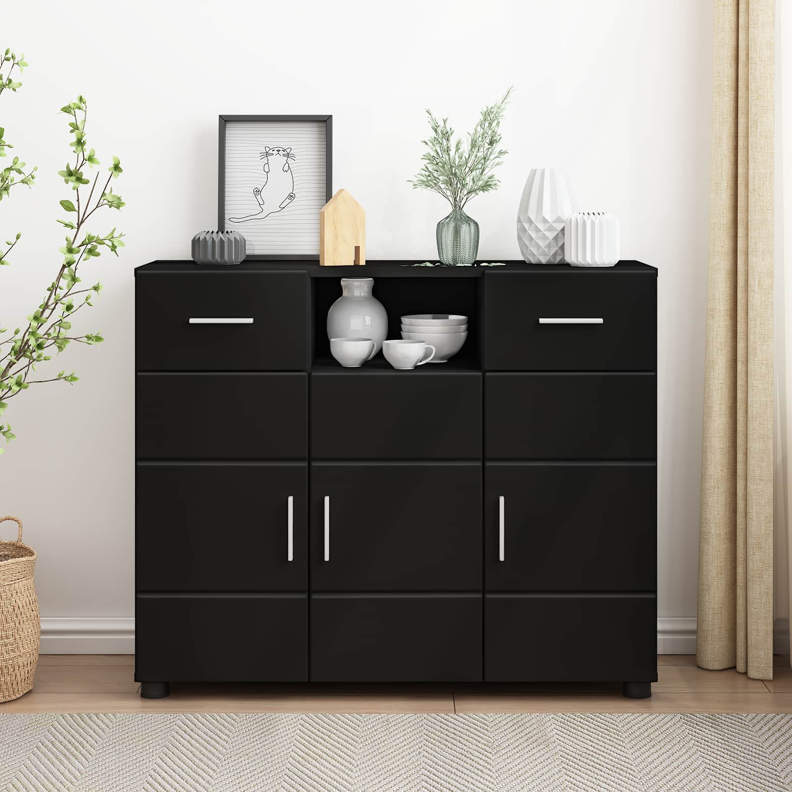 Holzschrank Schwarz Holzwerkstoff
