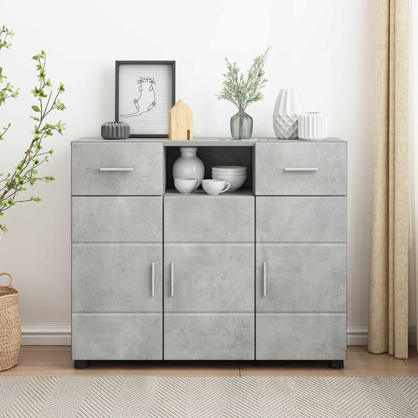 Holzschrank Beton Grau Holzwerkstoff