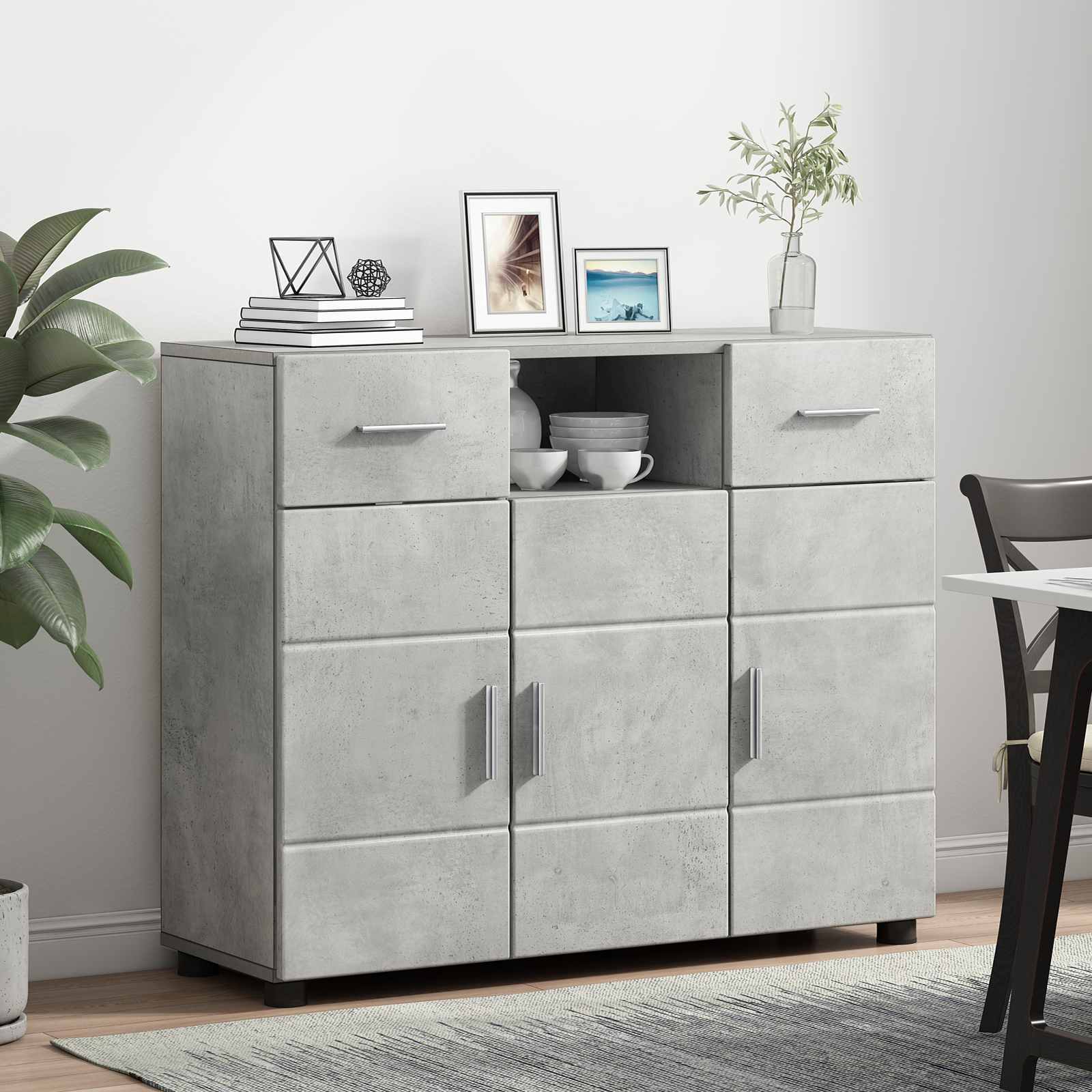 Holzschrank Beton Grau Holzwerkstoff