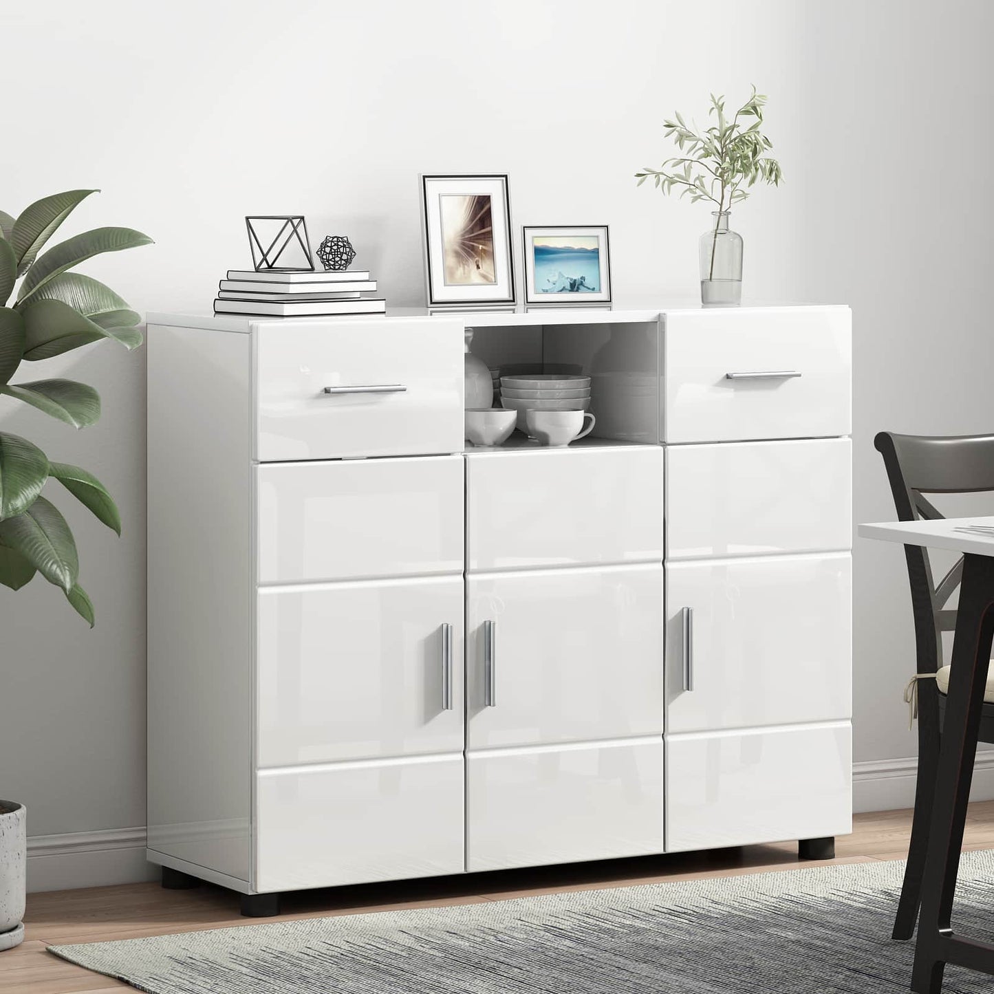 Holzschrank Hochglanz Weiß Holzwerkstoff