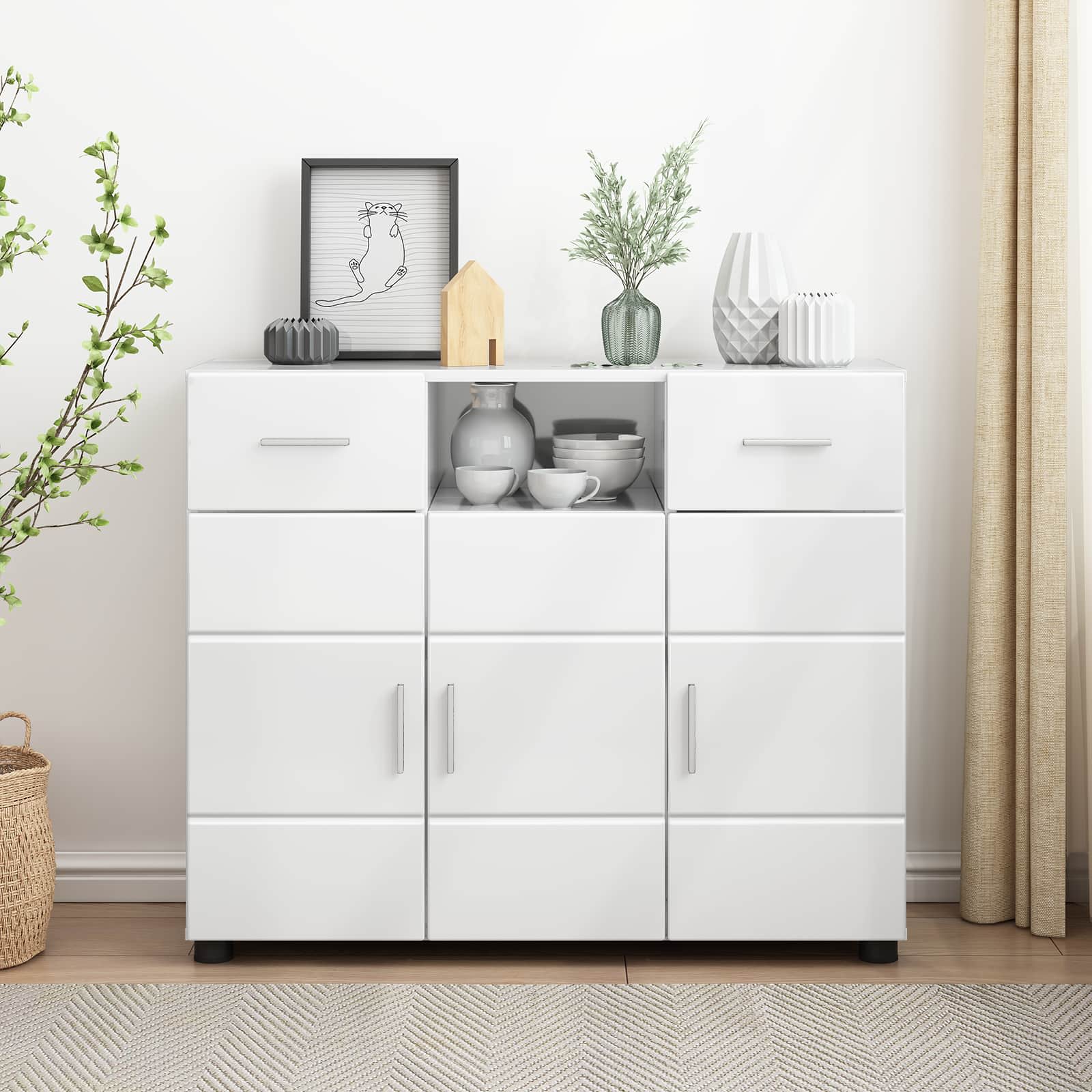 Holzschrank Hochglanz Weiß Holzwerkstoff