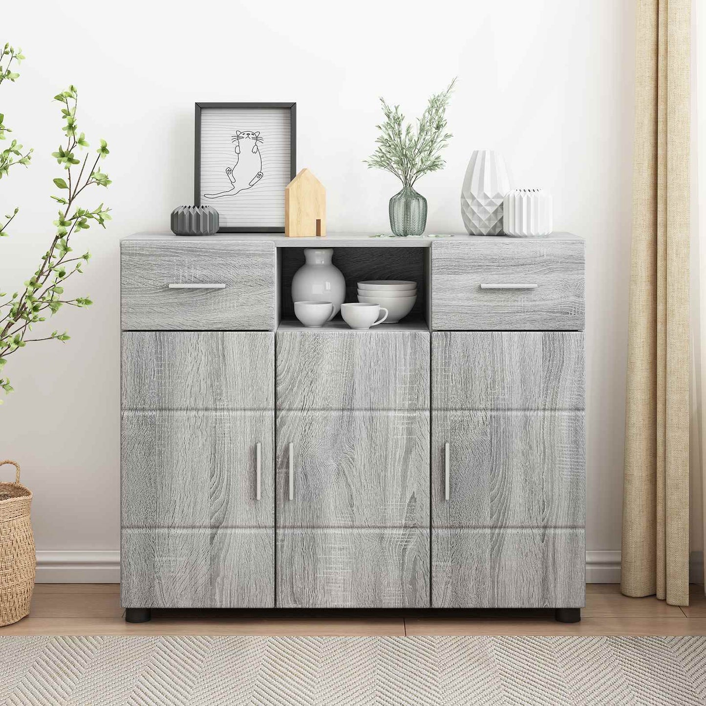 Holzschrank Graues Sonoma Holzwerkstoff