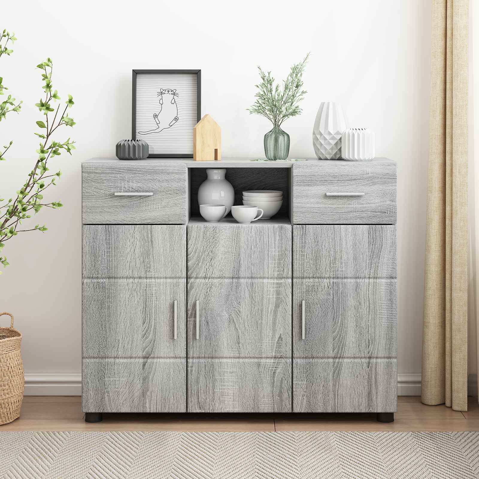 Holzschrank Graues Sonoma Holzwerkstoff