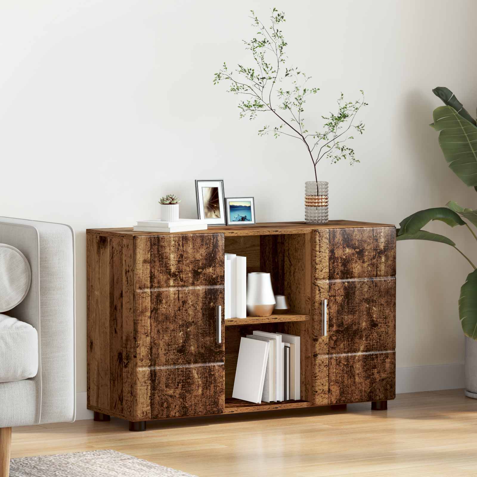 Sideboard FLORIN 88,5 x 30,5 x 55,5 cm Altholz Holzwerkstoff