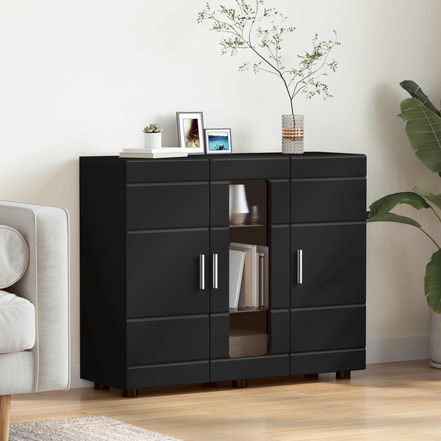 Holzschrank Schwarz Holzwerkstoff