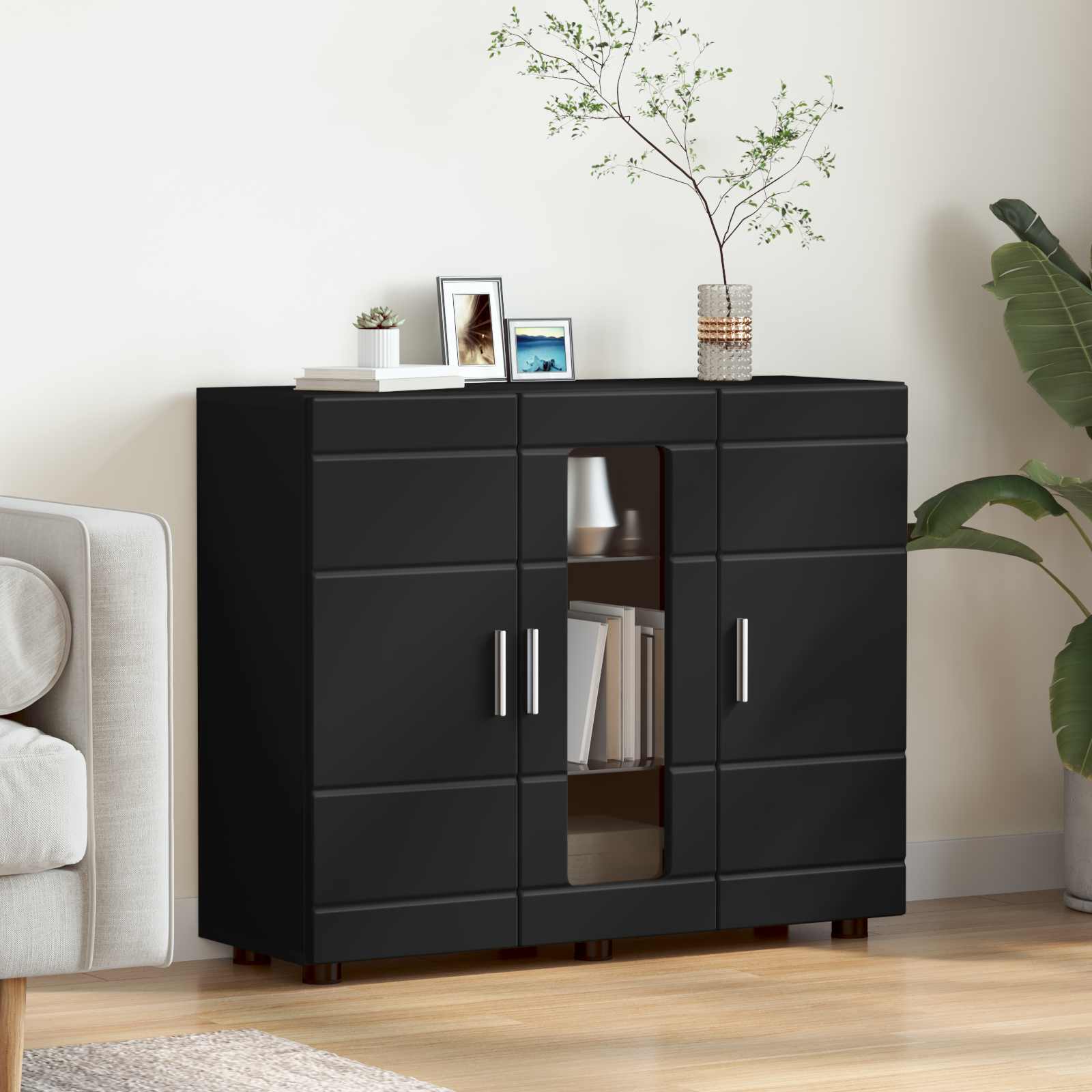 Holzschrank Schwarz Holzwerkstoff