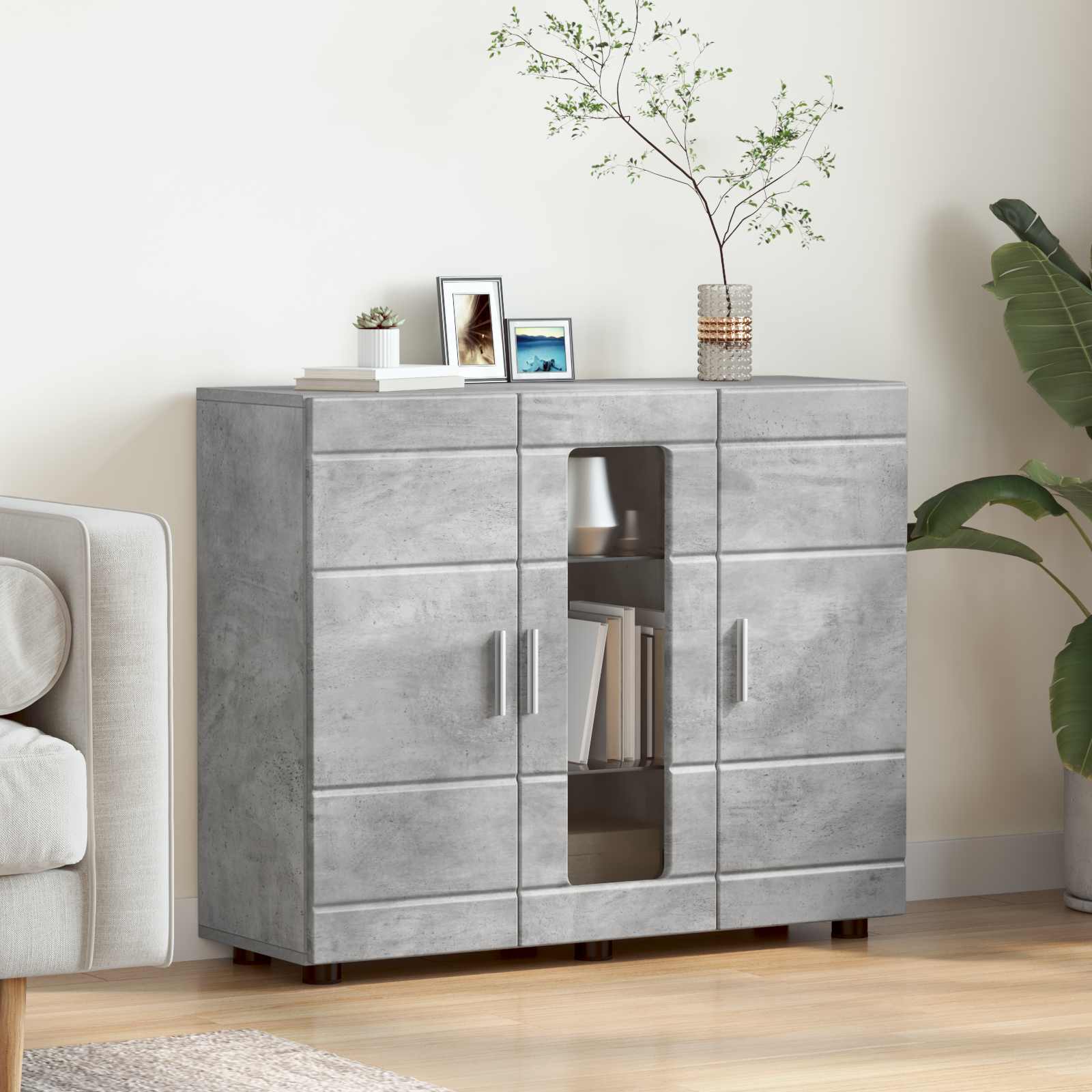Holzschrank Beton Grau Holzwerkstoff