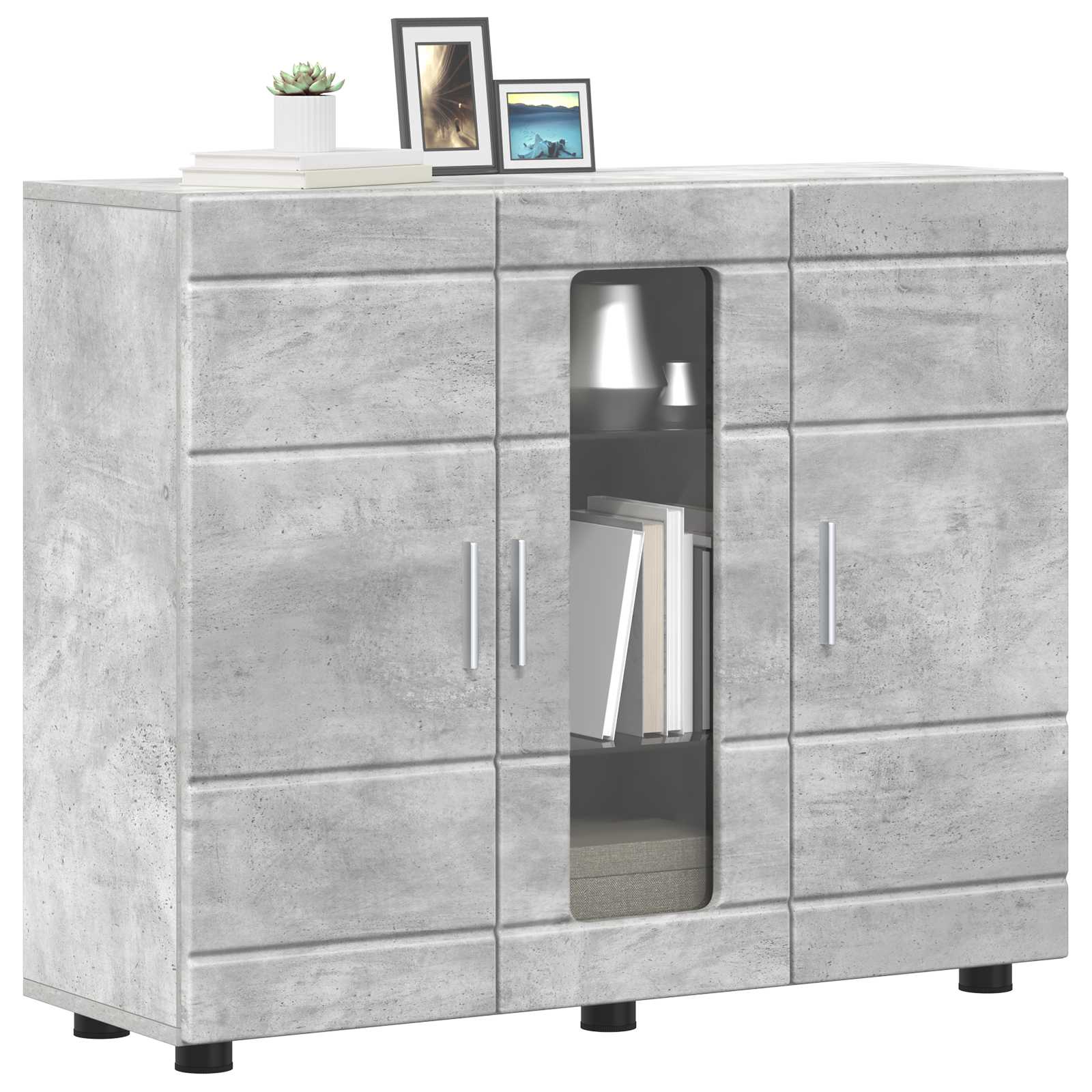 Holzschrank Beton Grau Holzwerkstoff