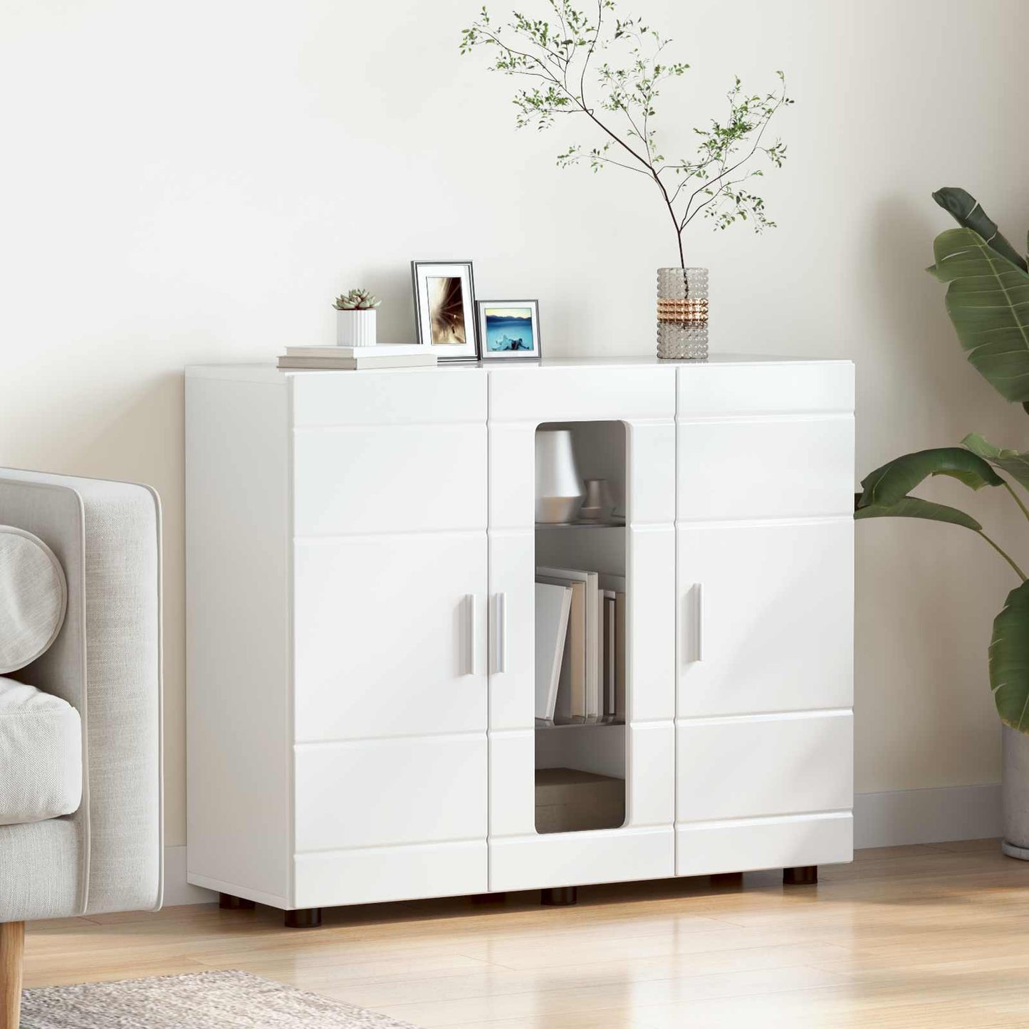 Holzschrank Hochglanz Weiß Holzwerkstoff