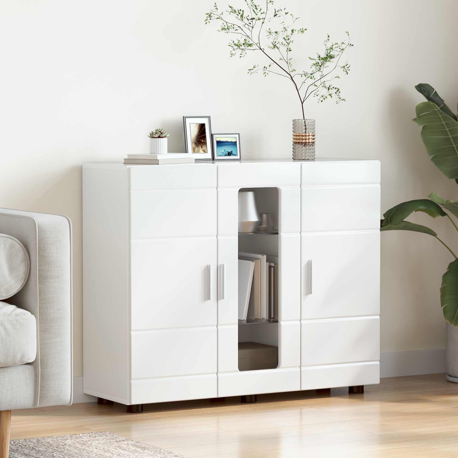Holzschrank Hochglanz Weiß Holzwerkstoff