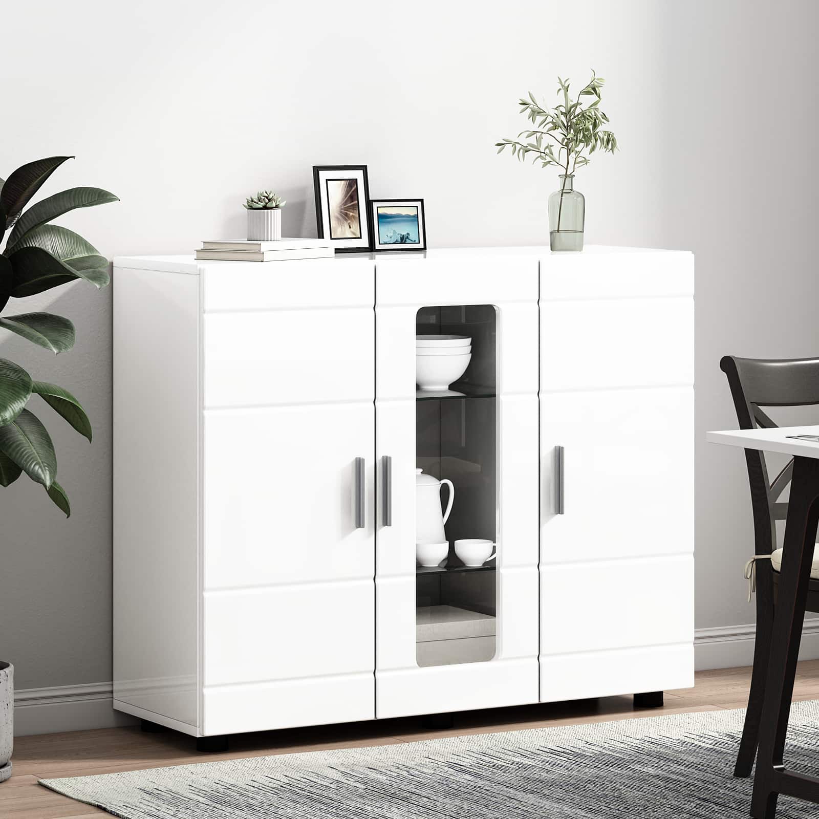 Holzschrank Hochglanz Weiß Holzwerkstoff