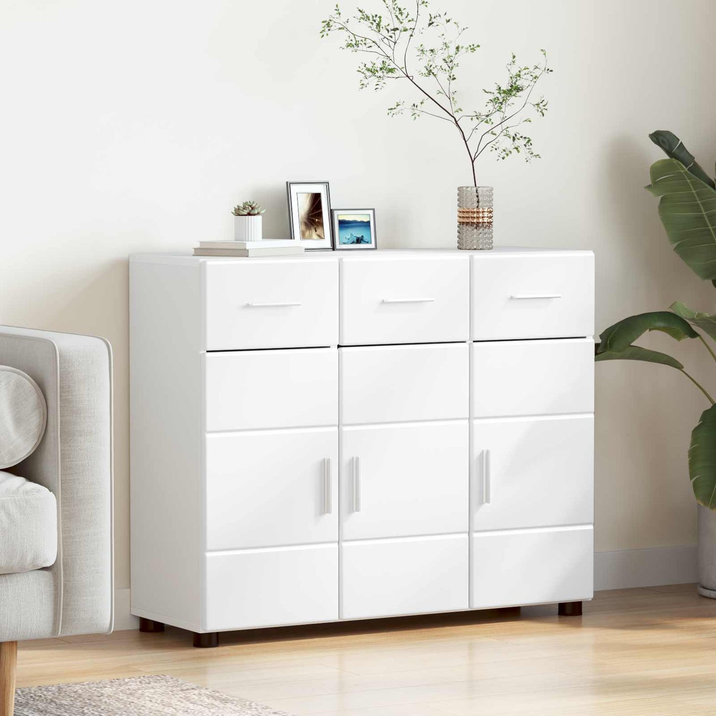 Sideboard FLORIN 88,5 x 30,5 x 73 cm Weiß Holzwerkstoff