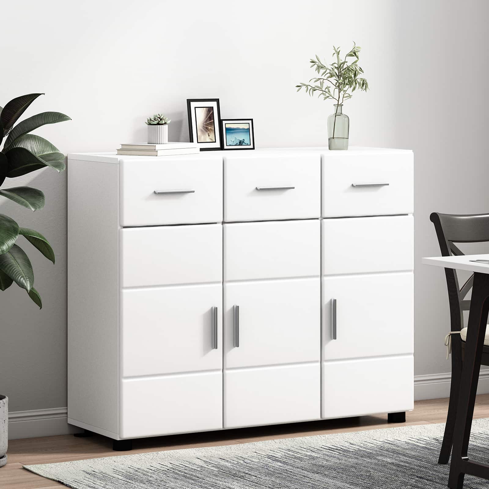 Sideboard FLORIN 88,5 x 30,5 x 73 cm Weiß Holzwerkstoff